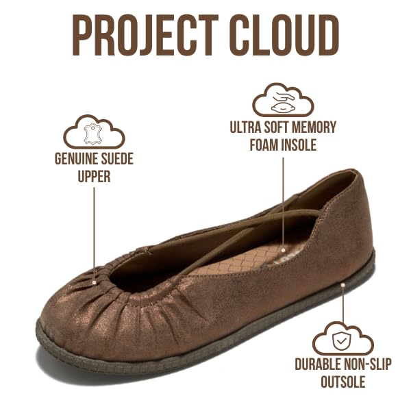 Project Cloud Women's | Genuine Leather Ballet Flats for Women | Memory Foam | Lightweight | Non-Slip - Cheers - Project Cloud - Sandals -Shop Project Cloud premium footwear Now!