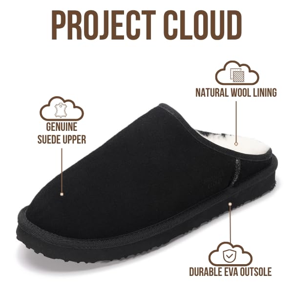 Project Cloud | "Chill" Mens House Slippers | Genuine Leather | Memory Foam | Lightweight | Non-Slip