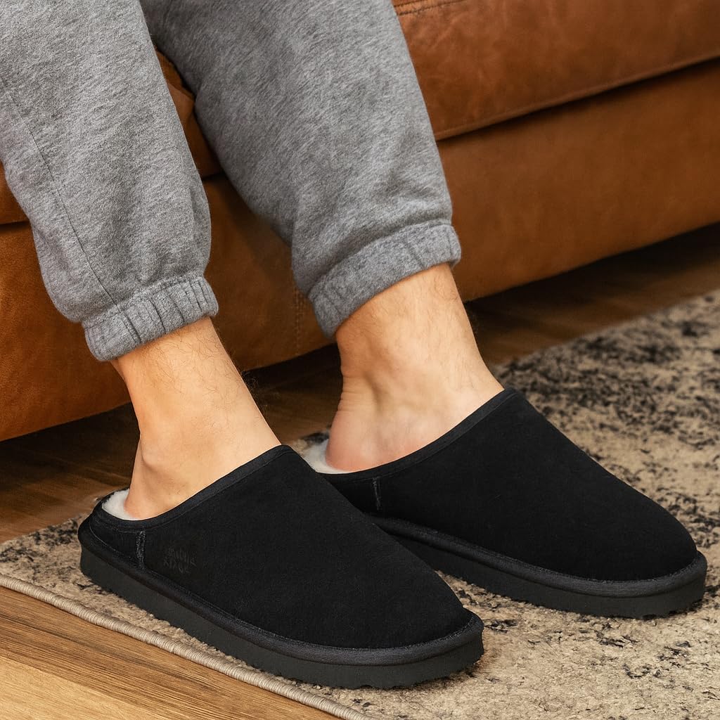 Project Cloud | "Chill" Mens House Slippers | Genuine Leather | Memory Foam | Lightweight | Non-Slip