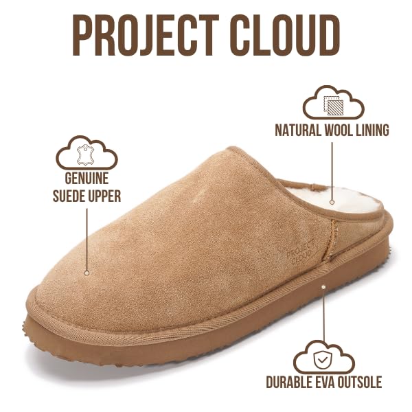 Project Cloud | "Chill" Mens House Slippers | Genuine Leather | Memory Foam | Lightweight | Non-Slip