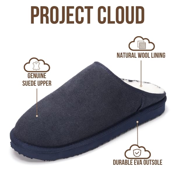 Project Cloud | "Chill" Mens House Slippers | Genuine Leather | Memory Foam | Lightweight | Non-Slip
