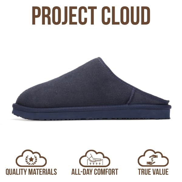 Project Cloud | "Chill" Mens House Slippers | Genuine Leather | Memory Foam | Lightweight | Non-Slip
