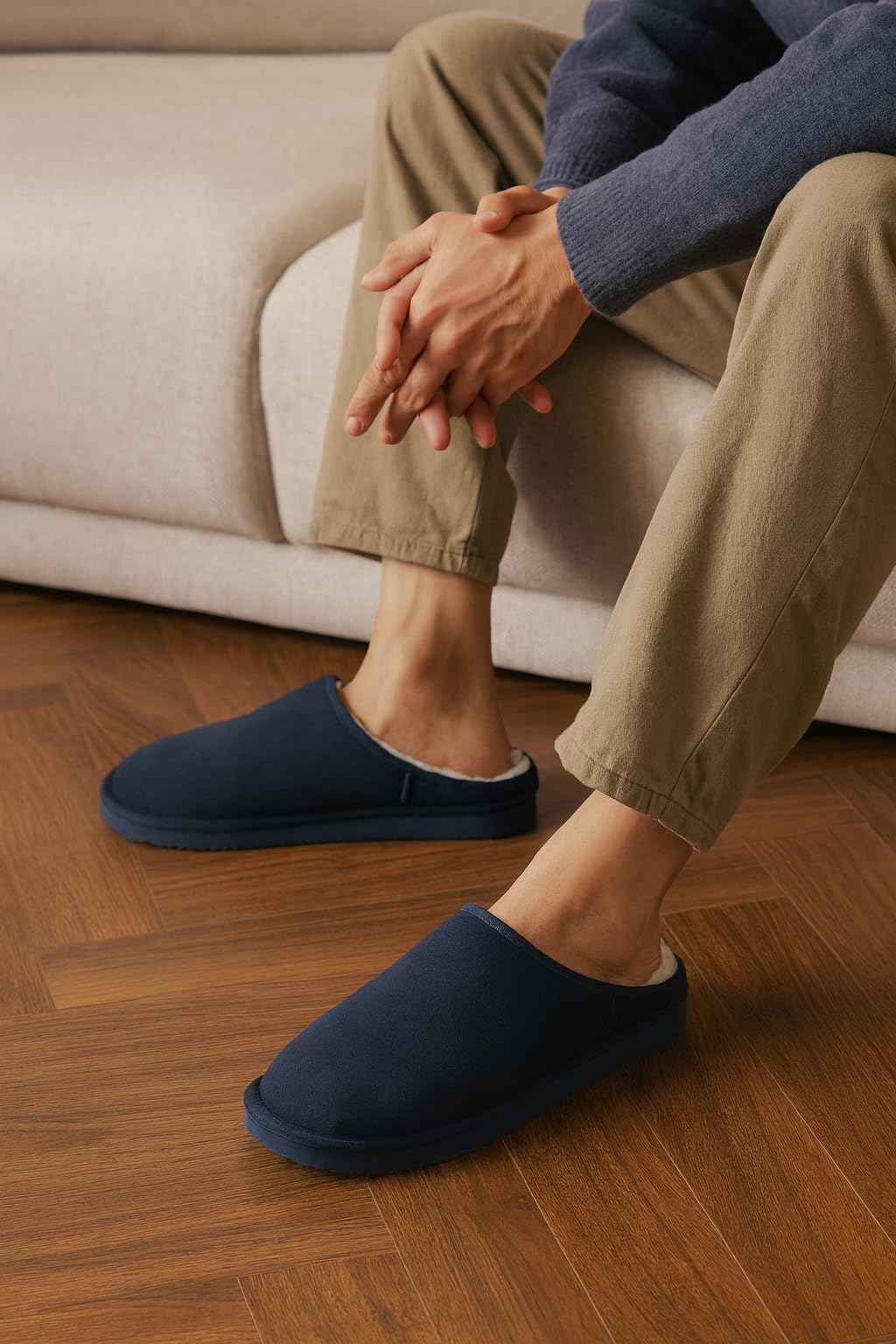 Project Cloud | "Chill" Mens House Slippers | Genuine Leather | Memory Foam | Lightweight | Non-Slip