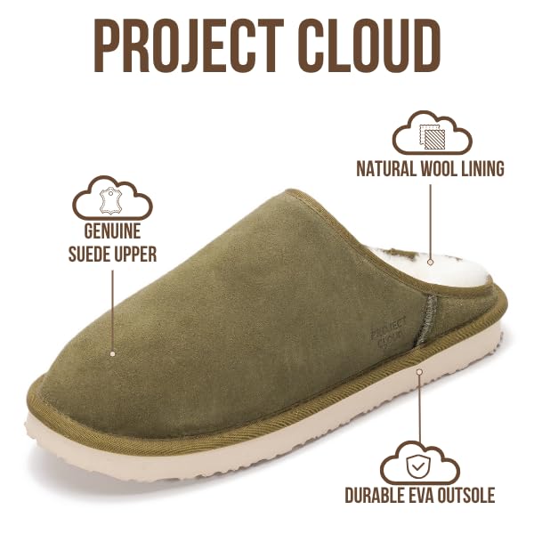 Project Cloud | "Chill" Mens House Slippers | Genuine Leather | Memory Foam | Lightweight | Non-Slip