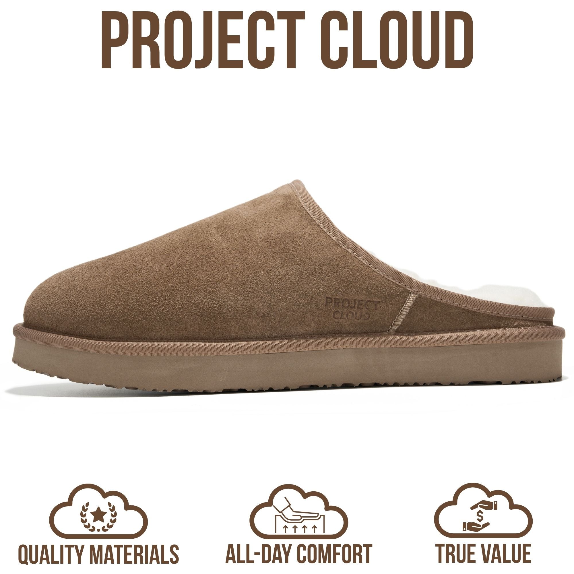 Project Cloud Men's | Genuine Leather House Slippers | Memory Foam | Lightweight | Non-Slip - Chill