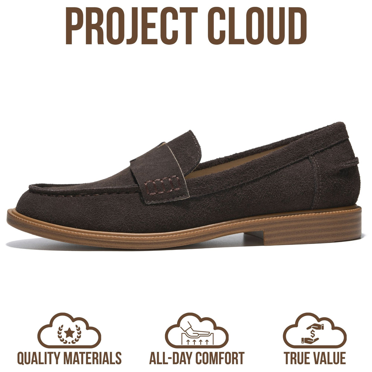 Project Cloud Women's | 100% Genuine Leather Loafers for Women | Memory Foam Insole | Lightweight | Non-Slip - Crest - Project Cloud - Sandals -Shop Project Cloud premium footwear Now!