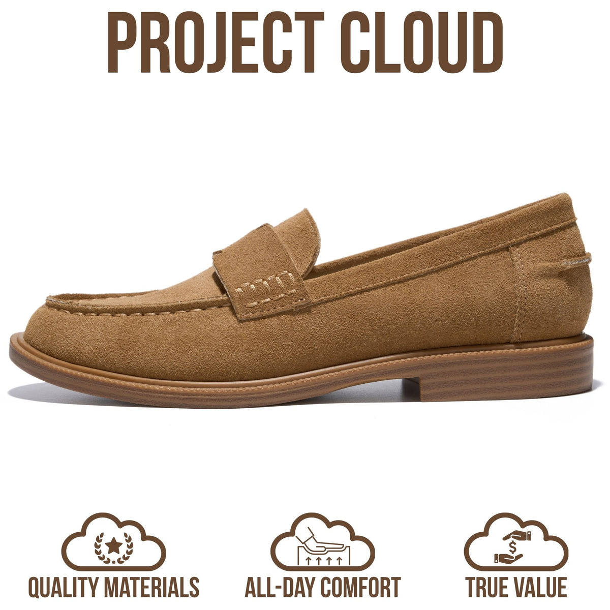 Project Cloud Women's | 100% Genuine Leather Loafers for Women | Memory Foam Insole | Lightweight | Non-Slip - Crest - Project Cloud - Sandals -Shop Project Cloud premium footwear Now!