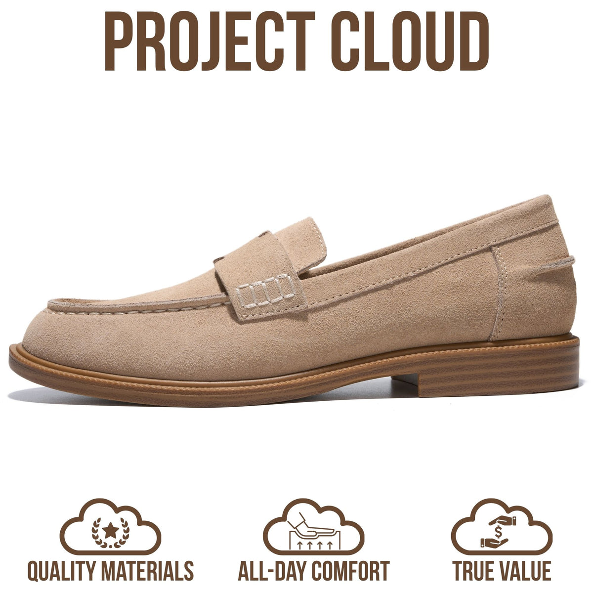 Project Cloud Women's | 100% Genuine Leather Loafers for Women | Memory Foam Insole | Lightweight | Non-Slip - Crest - Project Cloud - Sandals -Shop Project Cloud premium footwear Now!