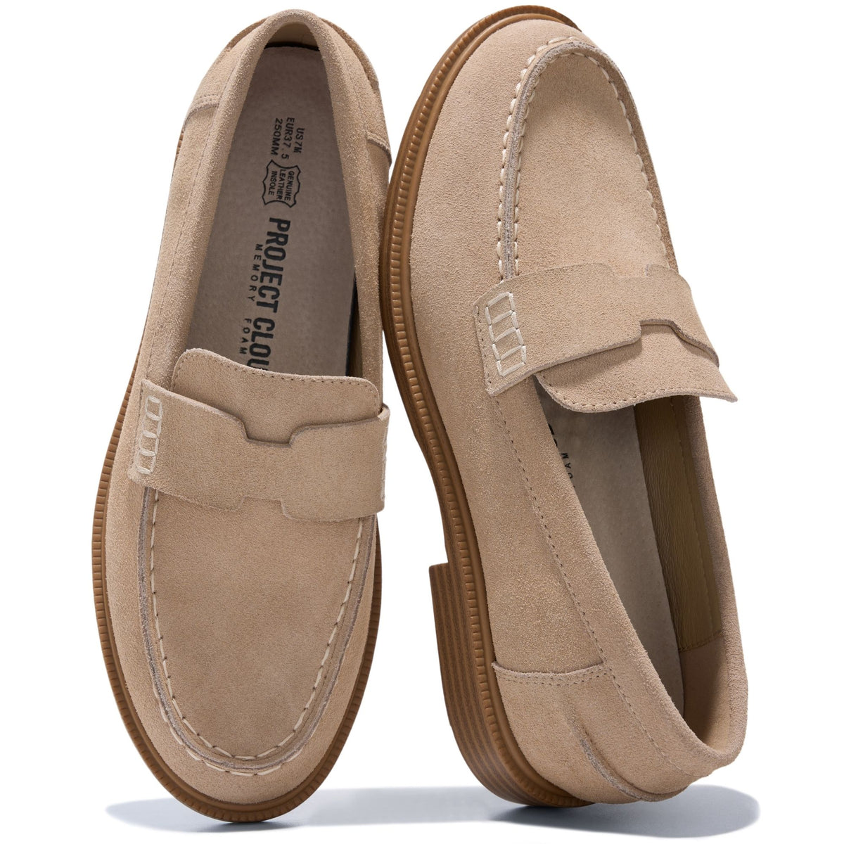 Project Cloud Women's | 100% Genuine Leather Loafers for Women | Memory Foam Insole | Lightweight | Non-Slip - Crest