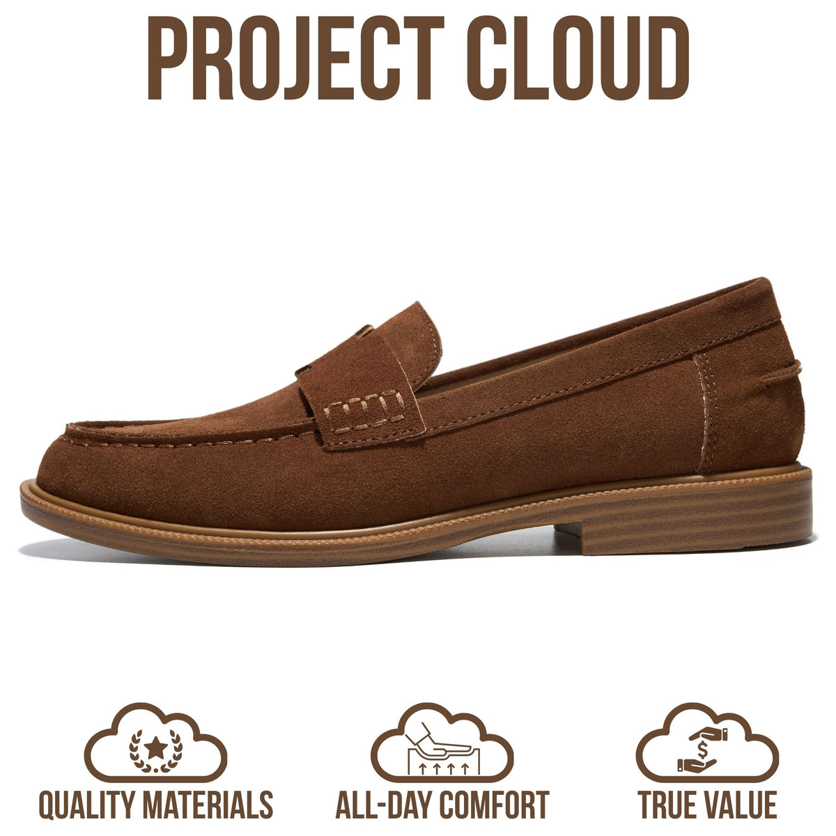 Project Cloud Women's | 100% Genuine Leather Loafers for Women | Memory Foam Insole | Lightweight | Non-Slip - Crest - Project Cloud - Sandals -Shop Project Cloud premium footwear Now!