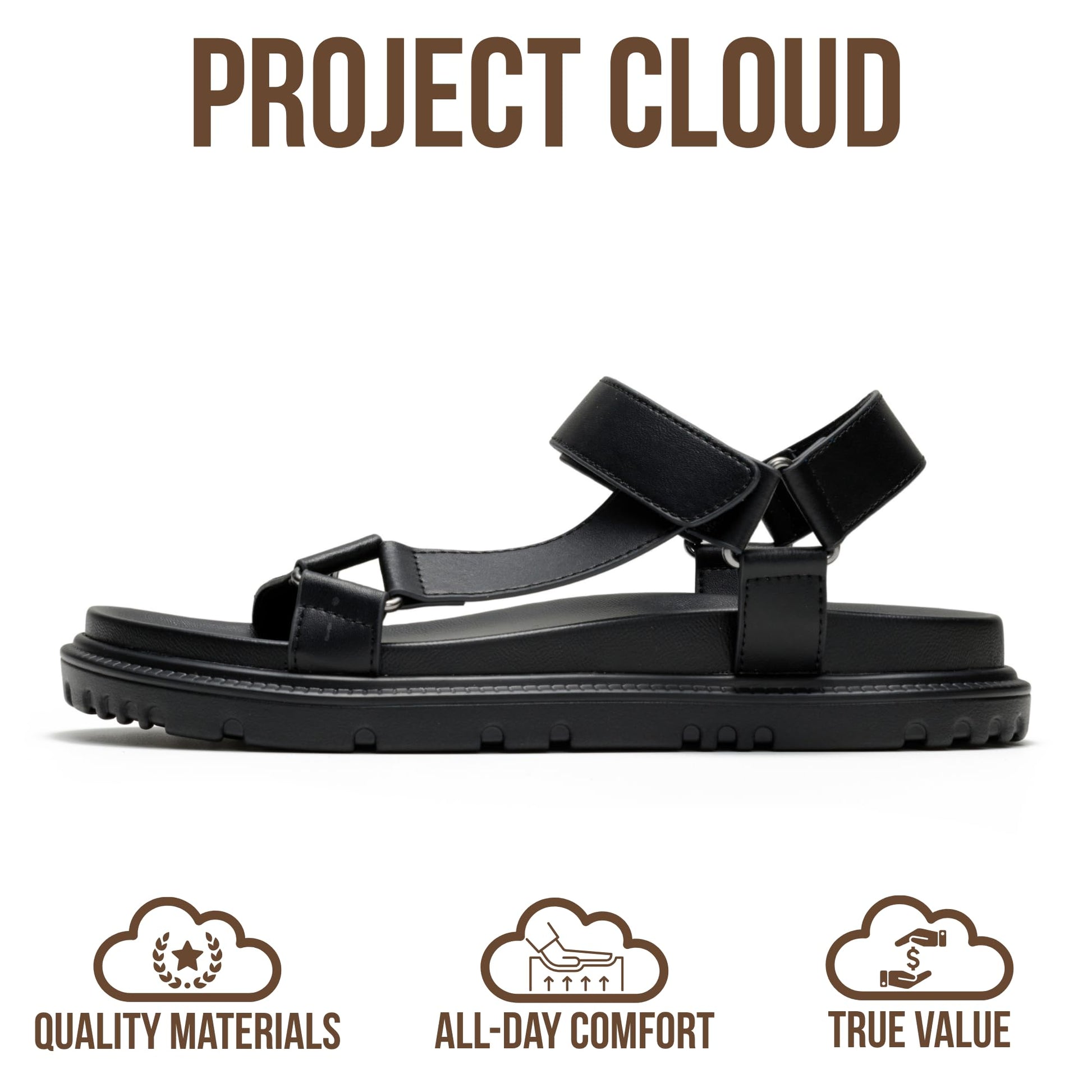 Project Cloud Women's | Eco Crafted Upper Womens Sandals | Adjustable Straps | Plush and Soft Insole | Lightweight | Non-Slip - Dagger - Project Cloud - Sandals -Shop Project Cloud premium footwear Now!