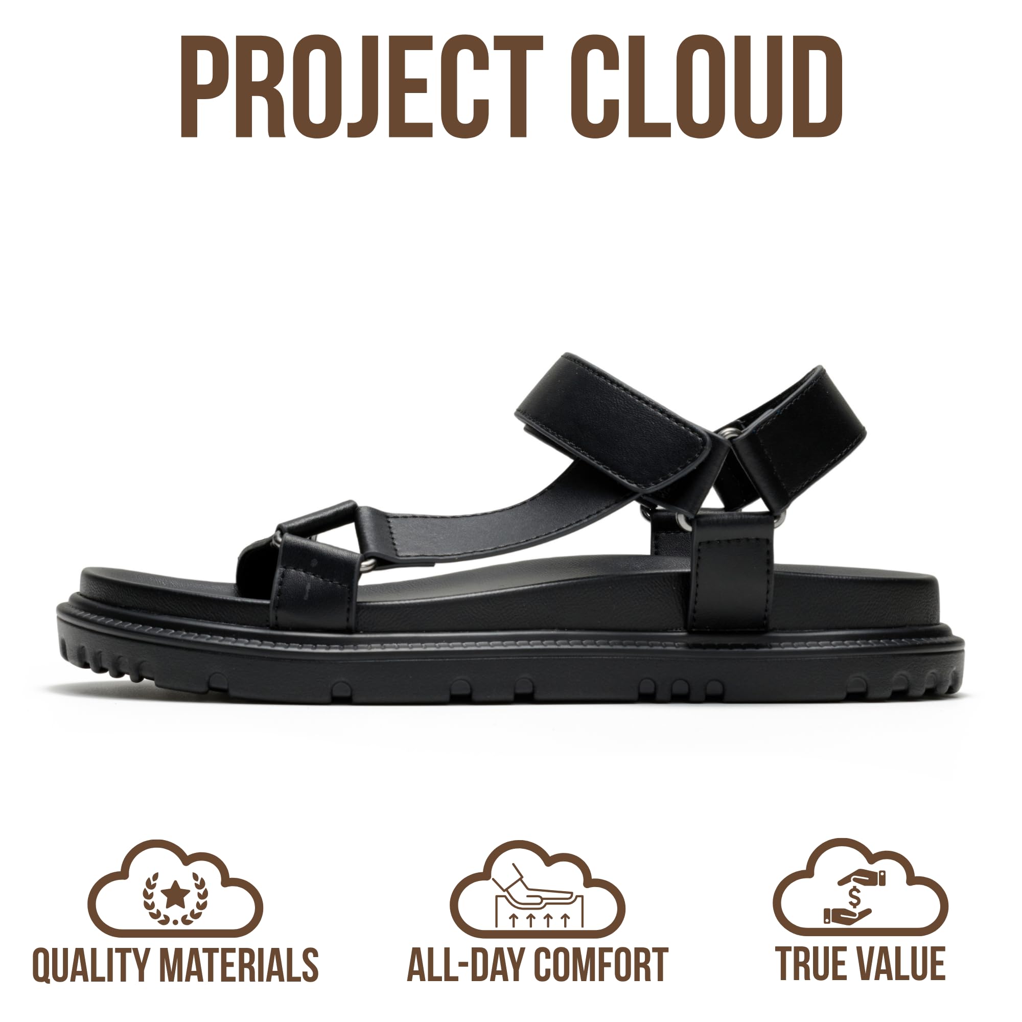 Project Cloud Women's | Eco Crafted Upper Womens Sandals | Adjustable Straps | Plush and Soft Insole | Lightweight | Non-Slip - Dagger - Project Cloud - Sandals -Shop Project Cloud premium footwear Now!