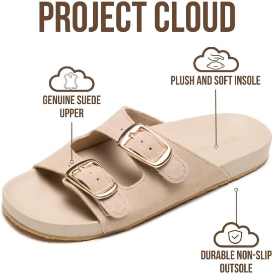 Project Cloud Women's | 100% Genuine Leather Sandals for Women | Plush & Soft Insole | Lightweight | Non-Slip - Dainty - Project Cloud - Sandals -Shop Project Cloud premium footwear Now!