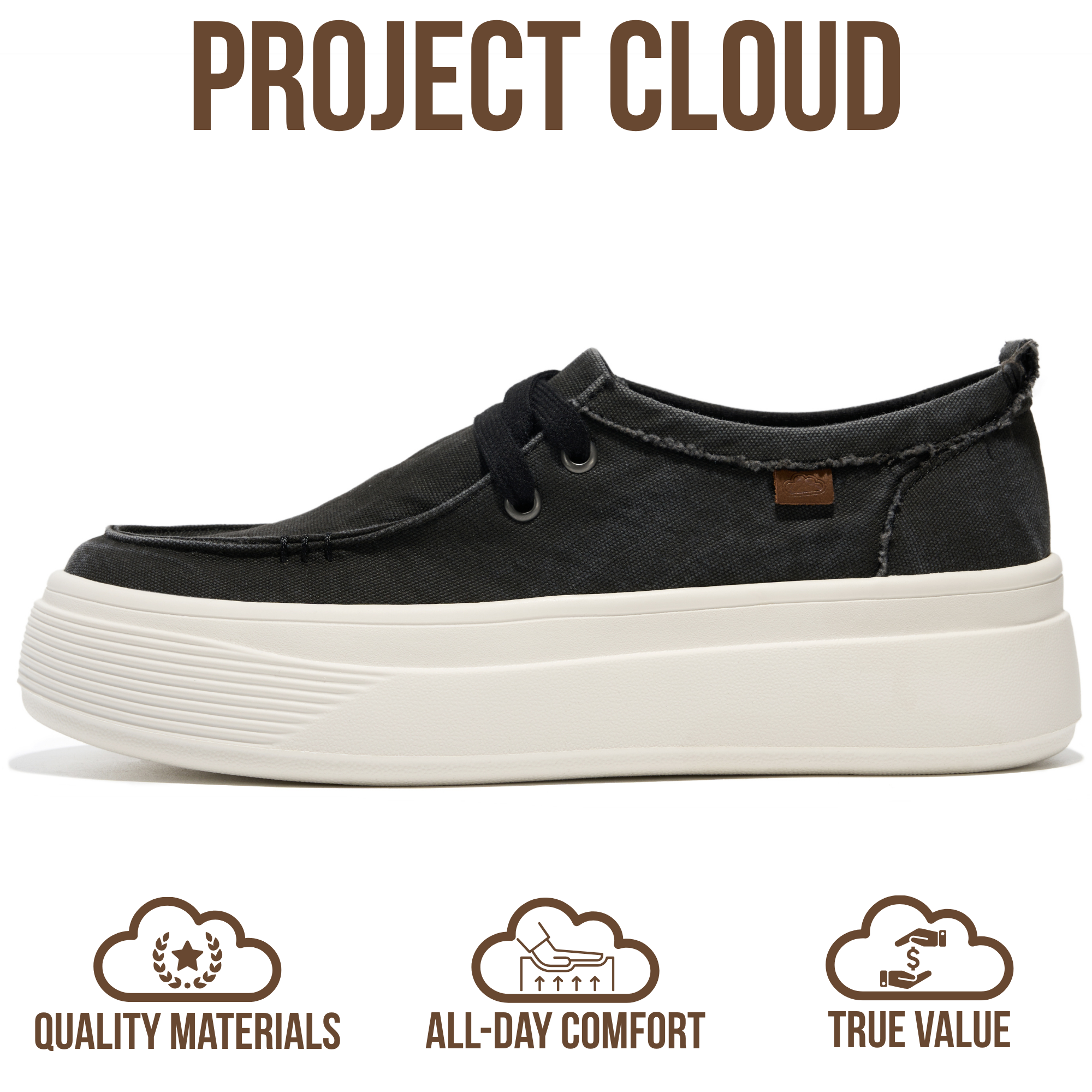 Project Cloud Women's | Canvas Platform Loafers | Smart Foam Insole | Lightweight | Non-Slip - Dana