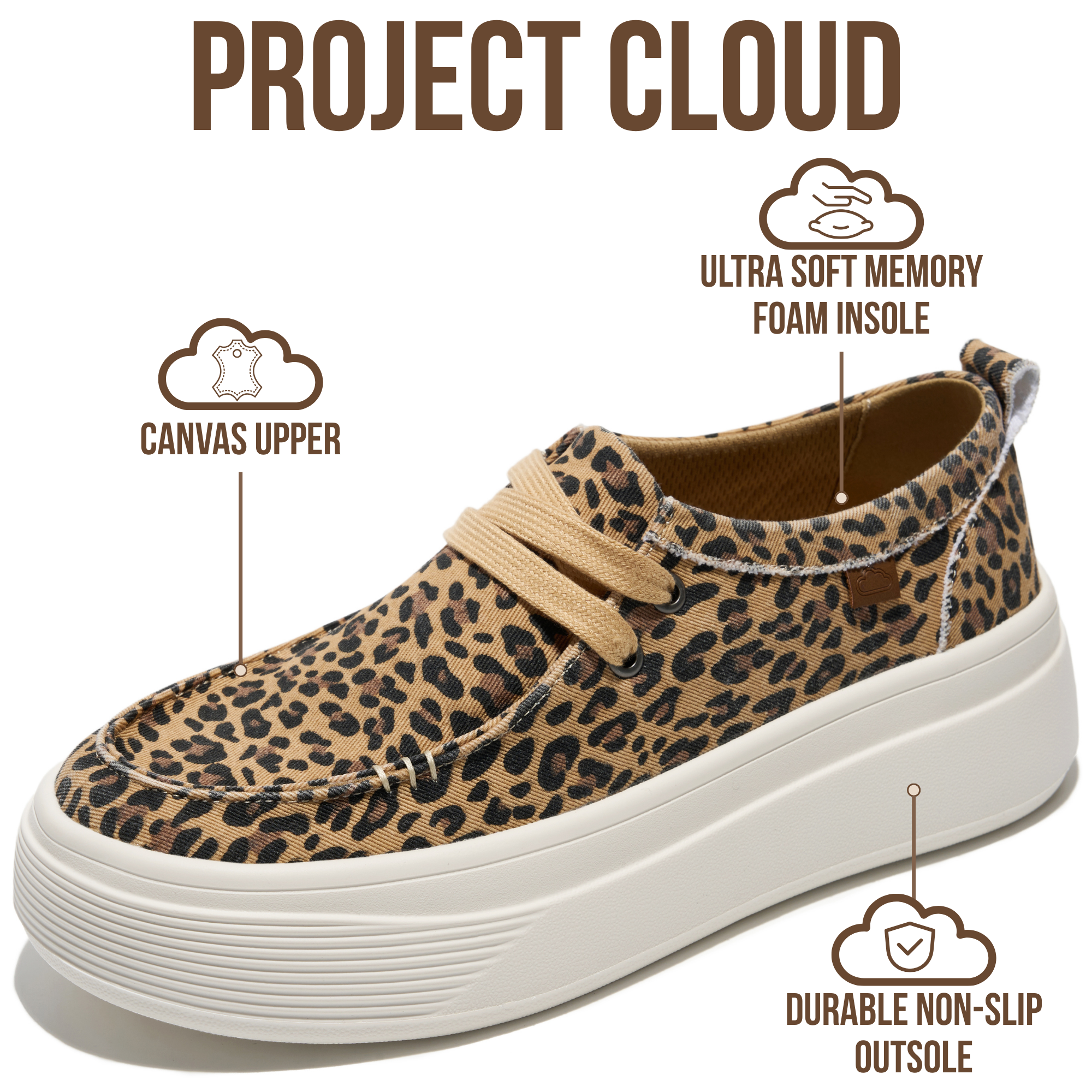 Project Cloud Women's | Canvas Platform Loafers | Smart Foam Insole | Lightweight | Non-Slip - Dana