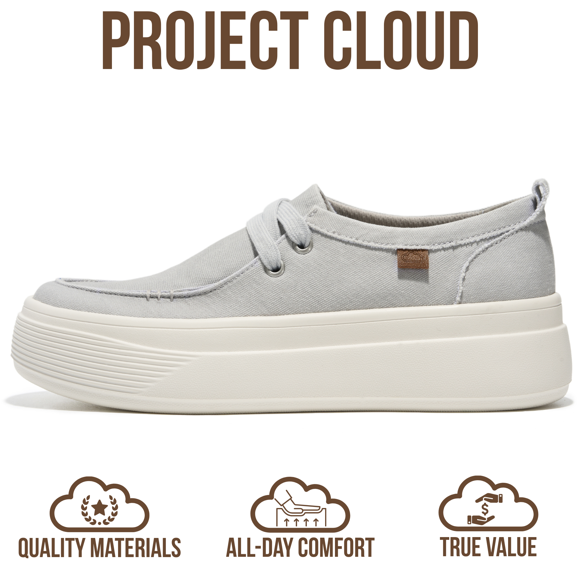 Project Cloud Women's | Canvas Platform Loafers | Smart Foam Insole | Lightweight | Non-Slip - Dana