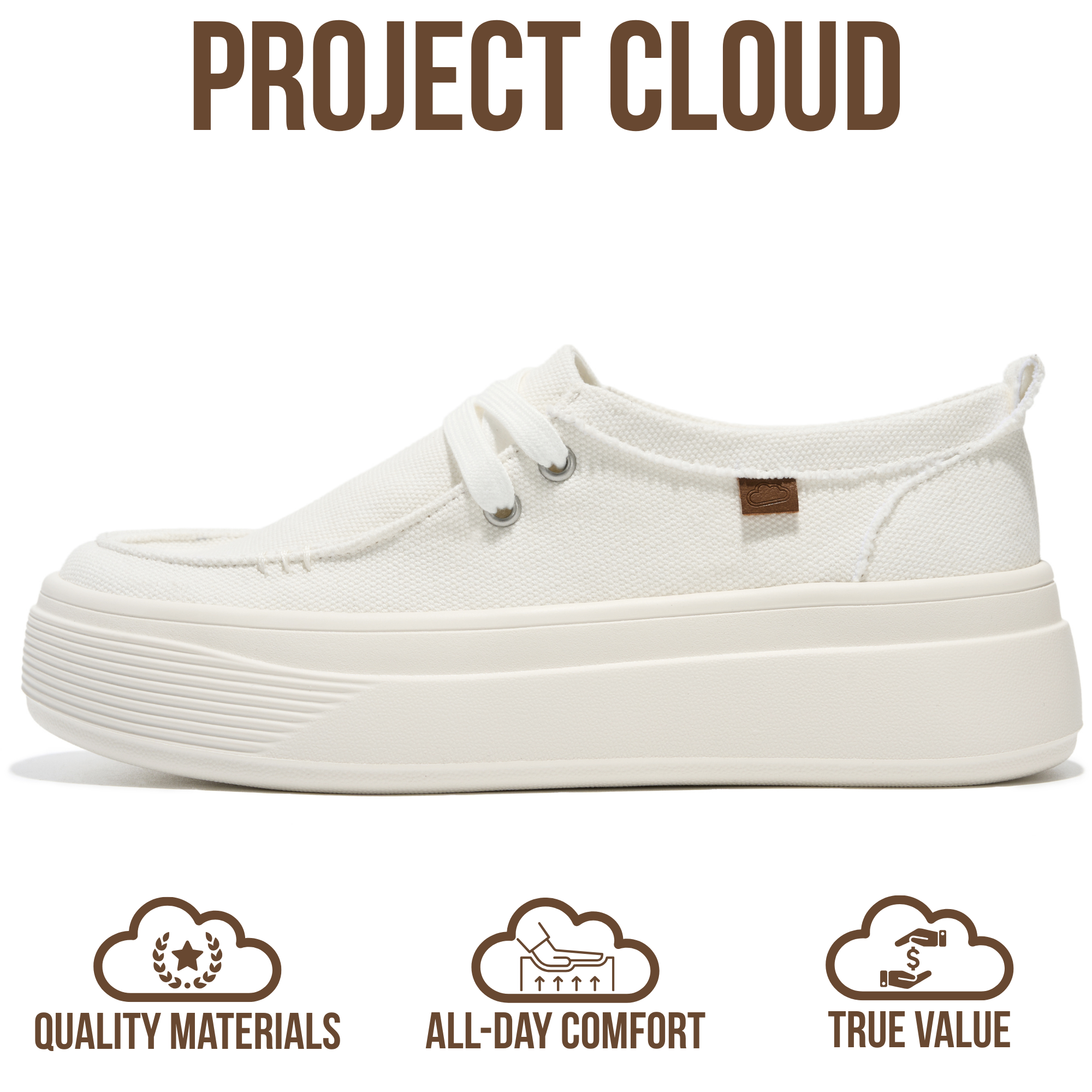 Project Cloud Women's | Canvas Platform Loafers | Smart Foam Insole | Lightweight | Non-Slip - Dana