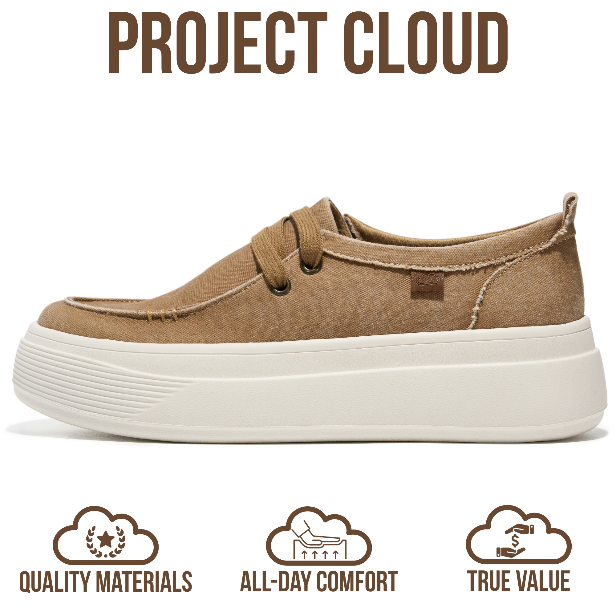 Project Cloud Women's | Canvas Platform Loafers | Smart Foam Insole | Lightweight | Non-Slip - Dana