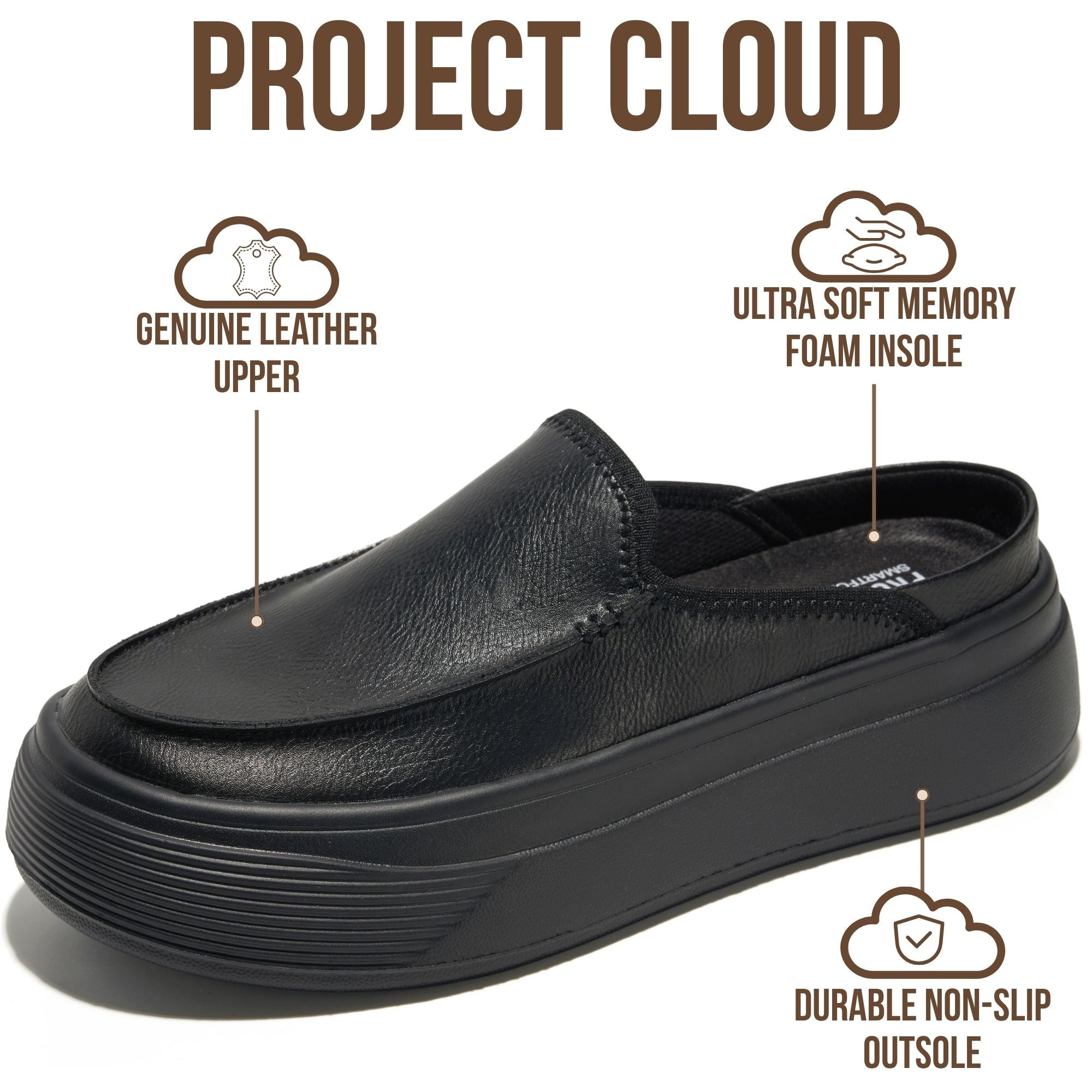 Project Cloud Women's | Genuine Leather Canvas Clogs & Mules | Smart Foam Insole | Lightweight | Non-Slip - Daphne
