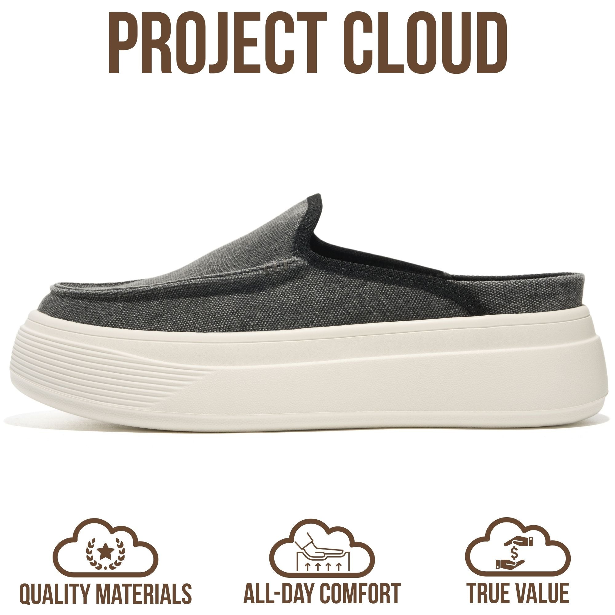 Project Cloud Women's | Genuine Leather Canvas Clogs & Mules | Smart Foam Insole | Lightweight | Non-Slip - Daphne