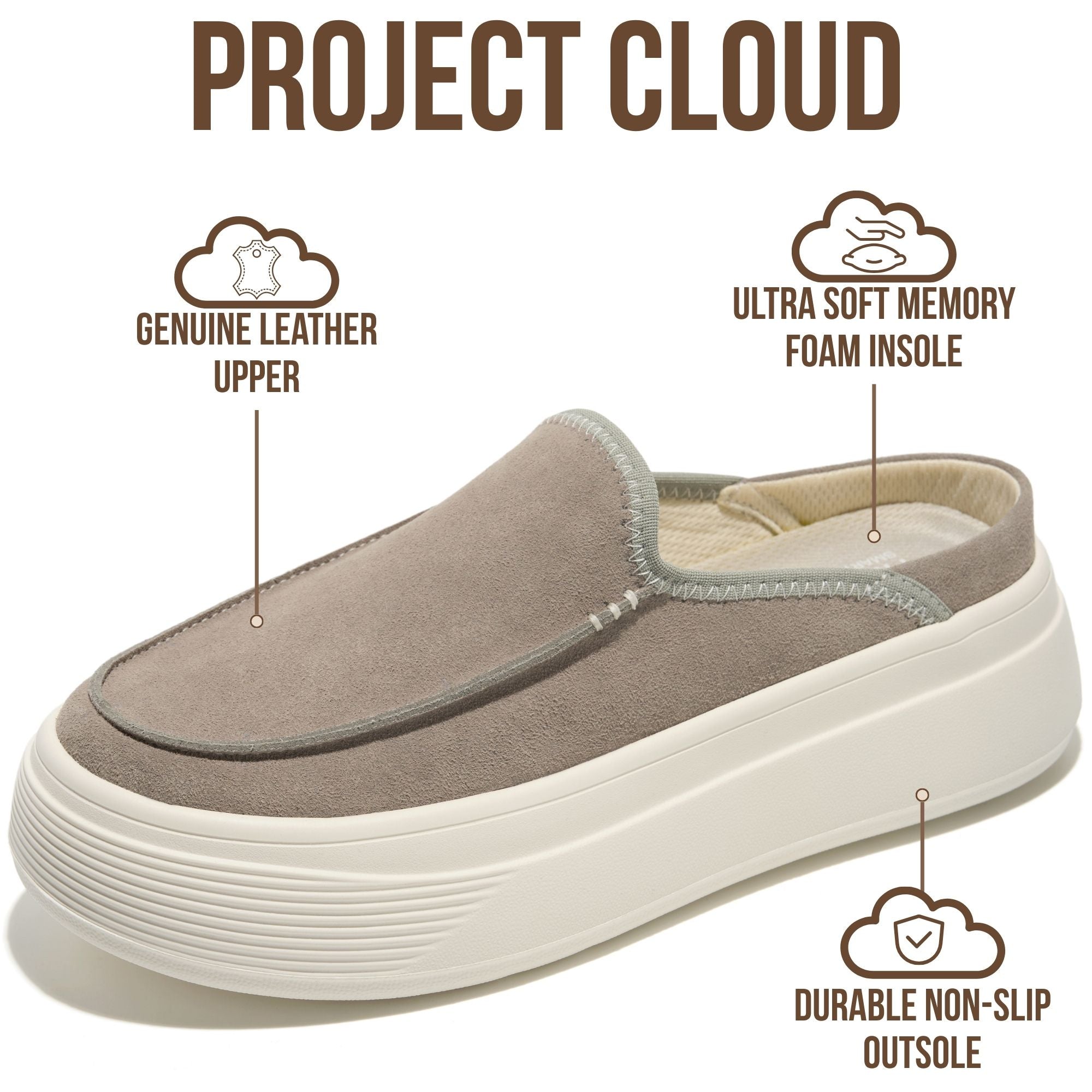 Project Cloud Women's | Genuine Leather Canvas Clogs & Mules | Smart Foam Insole | Lightweight | Non-Slip - Daphne