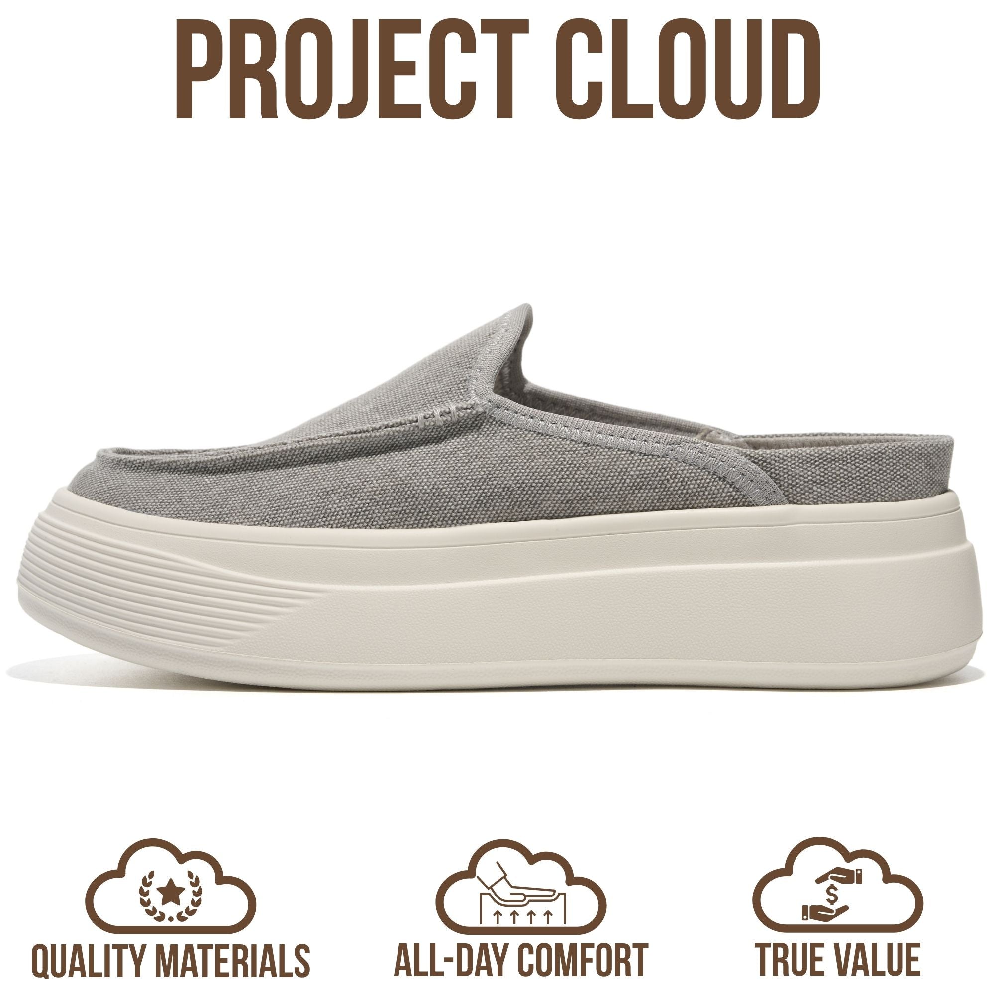 Project Cloud Women's | Genuine Leather Canvas Clogs & Mules | Smart Foam Insole | Lightweight | Non-Slip - Daphne
