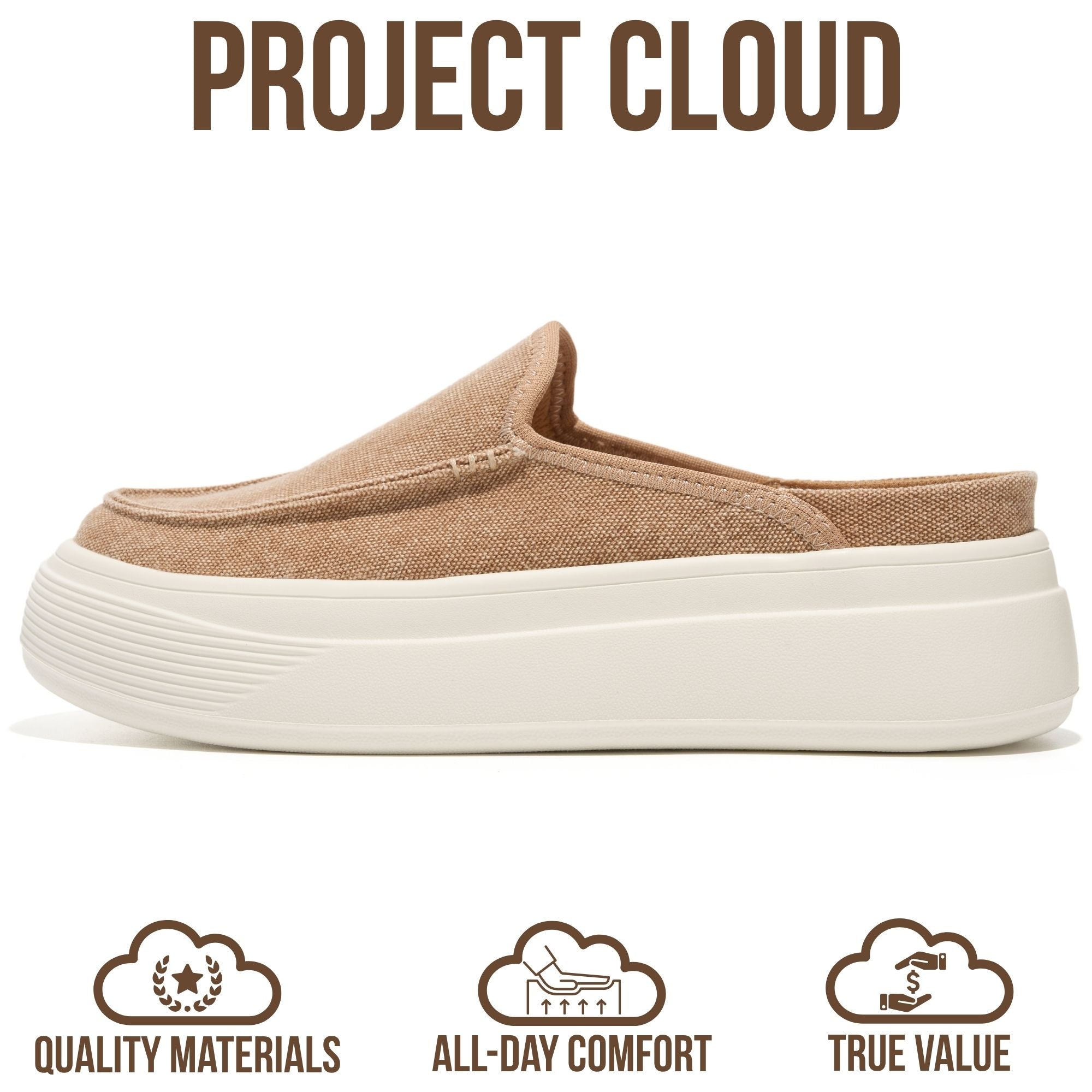 Project Cloud Women's | Genuine Leather Canvas Clogs & Mules | Smart Foam Insole | Lightweight | Non-Slip - Daphne