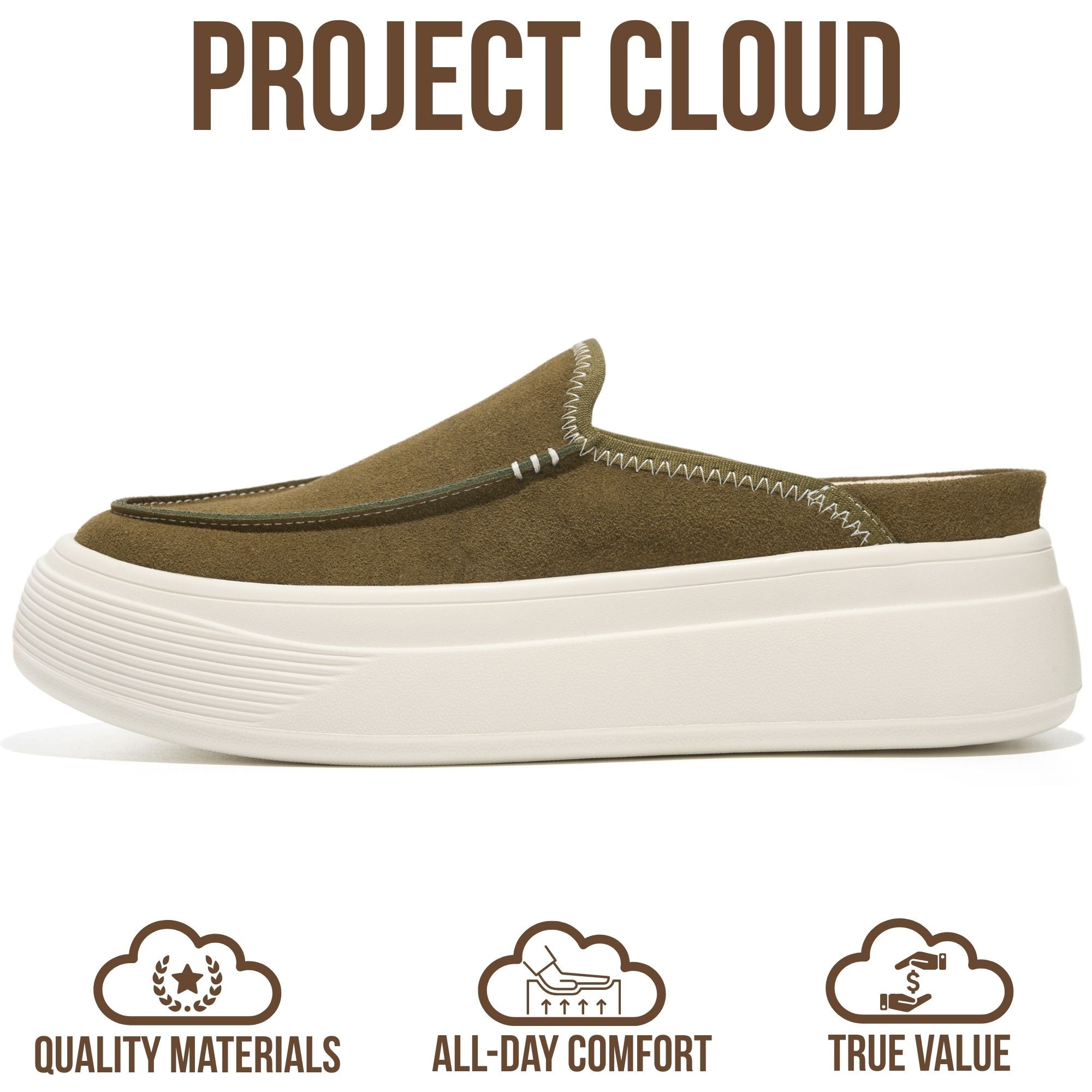 Project Cloud Women's | Genuine Leather Canvas Clogs & Mules | Smart Foam Insole | Lightweight | Non-Slip - Daphne