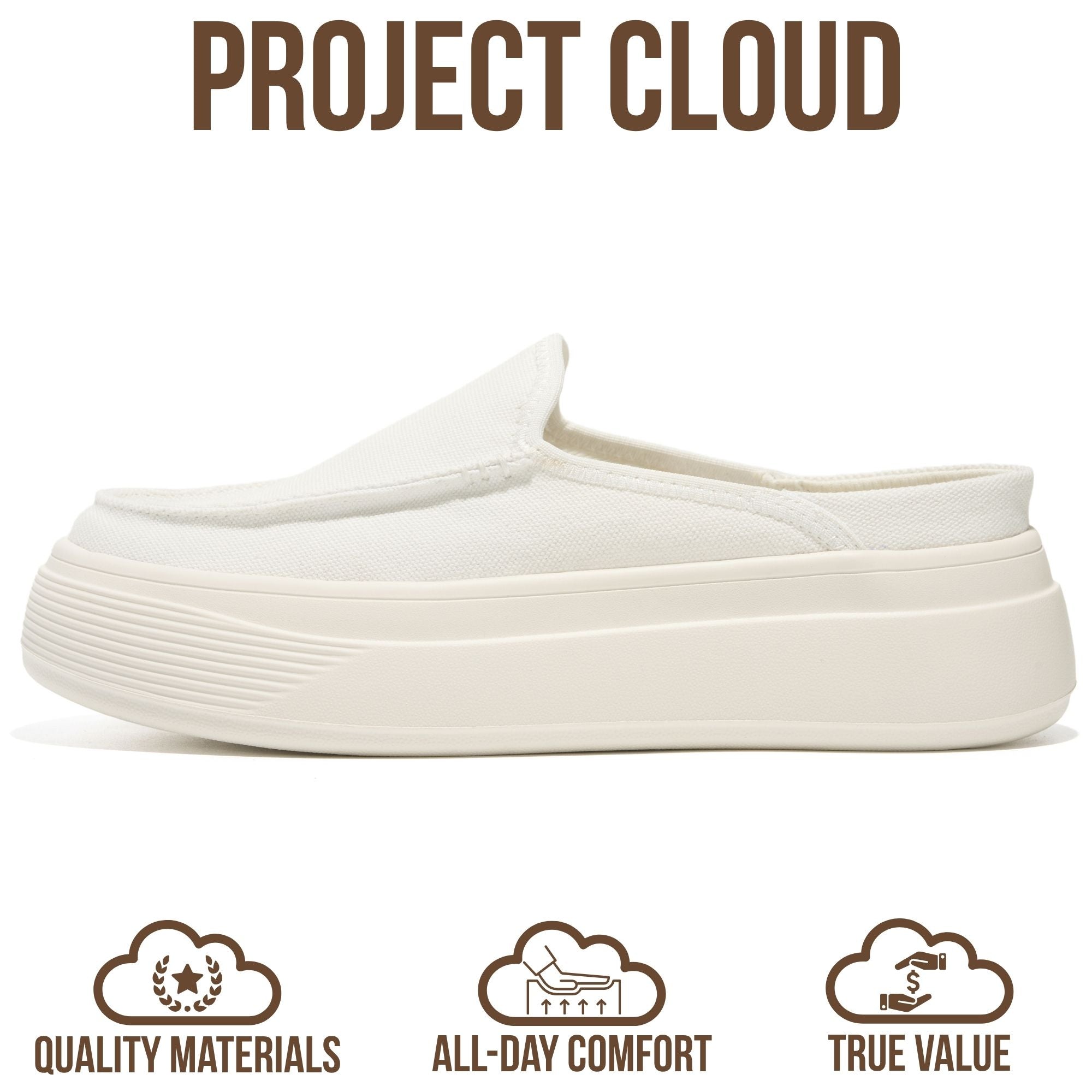 Project Cloud Women's | Genuine Leather Canvas Clogs & Mules | Smart Foam Insole | Lightweight | Non-Slip - Daphne