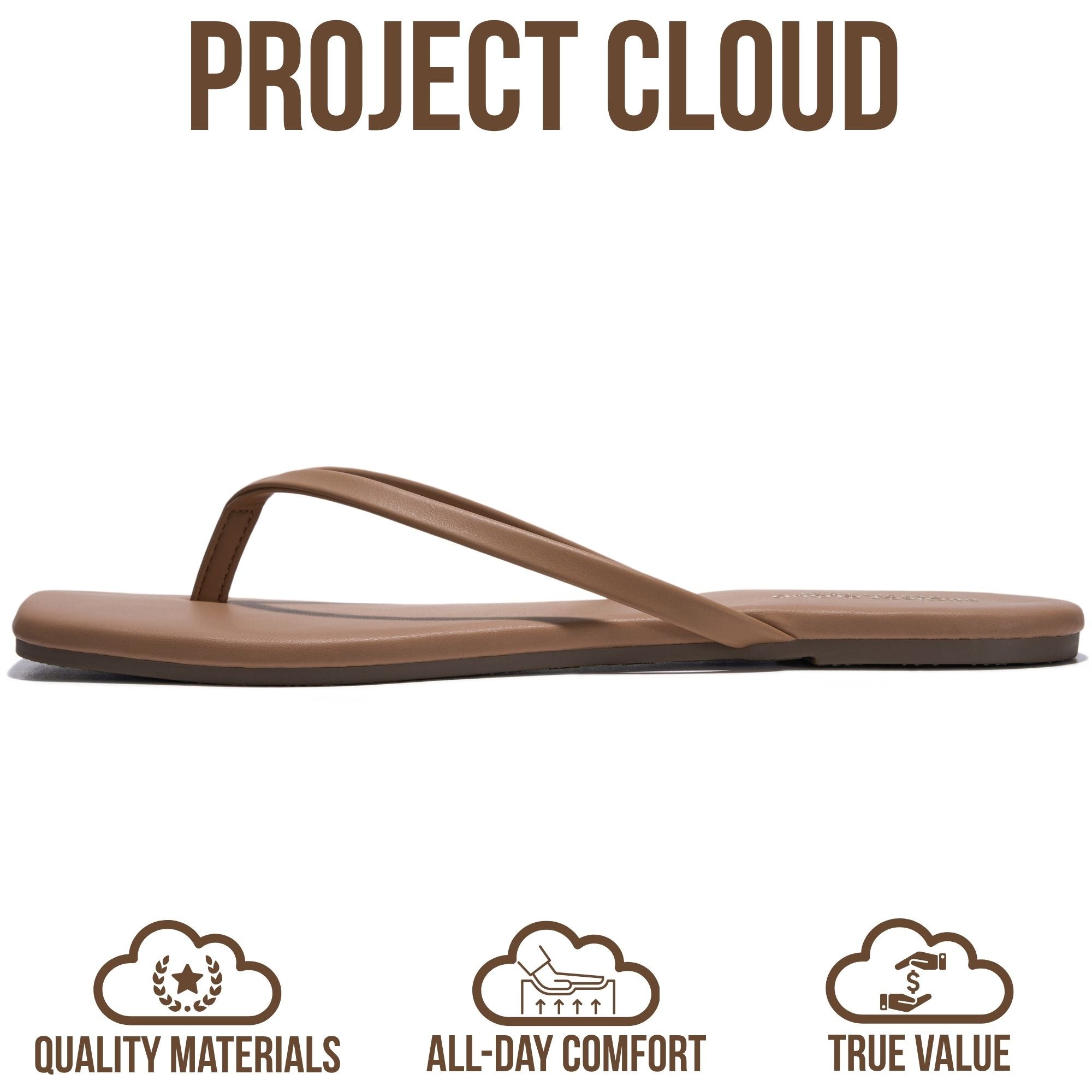 Project Cloud Women's | Square Toe Flip Flops | Memory Foam | Non-Slip - Dedication