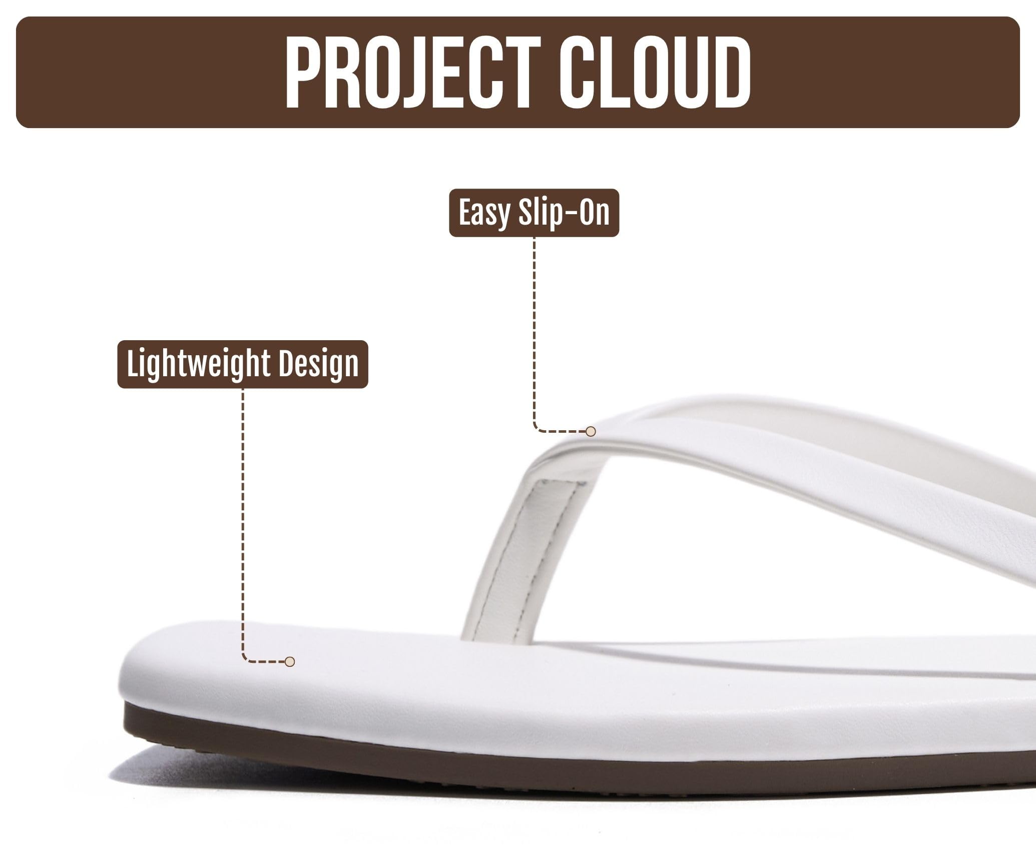 Project Cloud Women's | Square Toe Flip Flops | Memory Foam | Non-Slip - Dedication