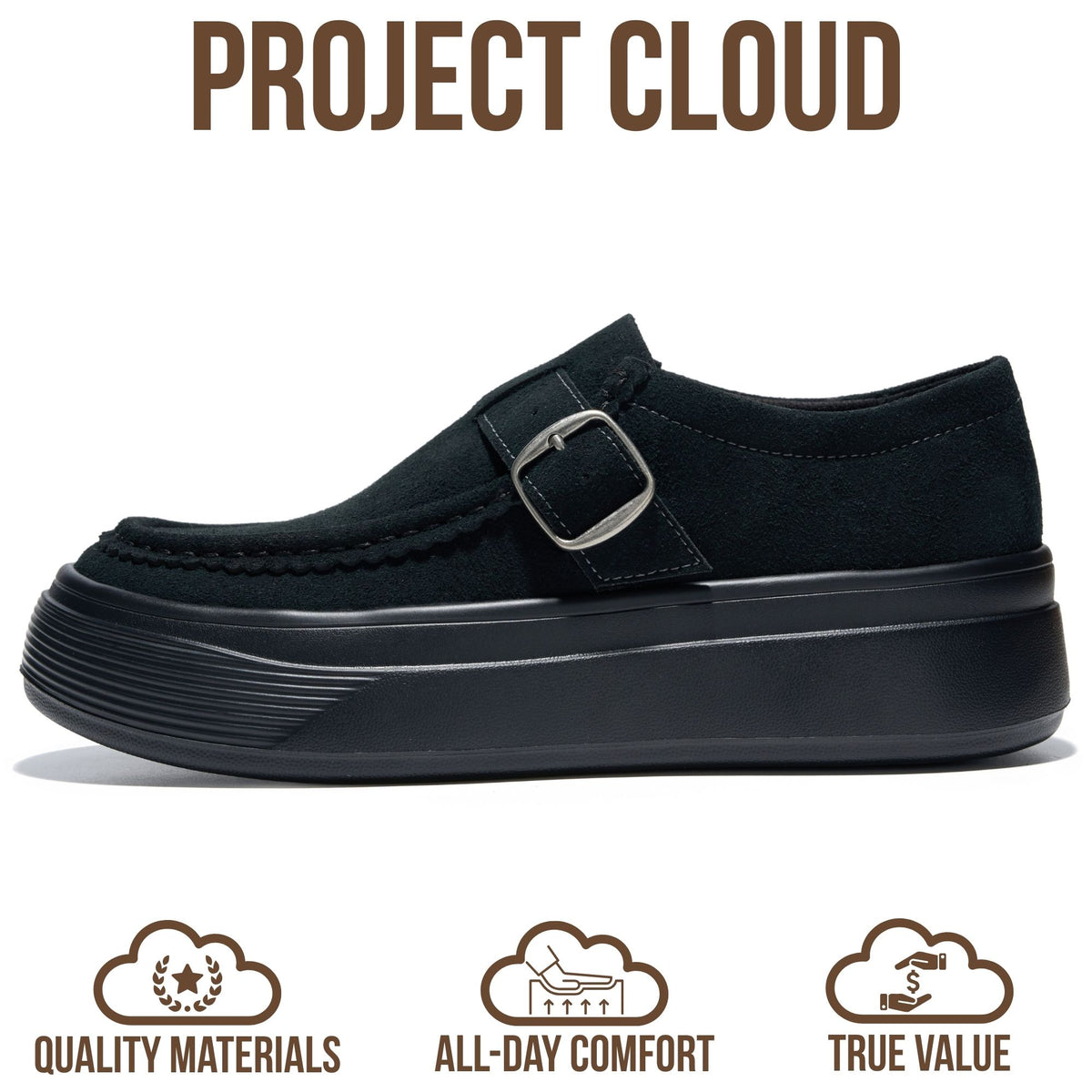 Project Cloud Women's | Genuine Leather Platform Sneakers | Smartform Insole | Lightweight | Non-Slip - Della