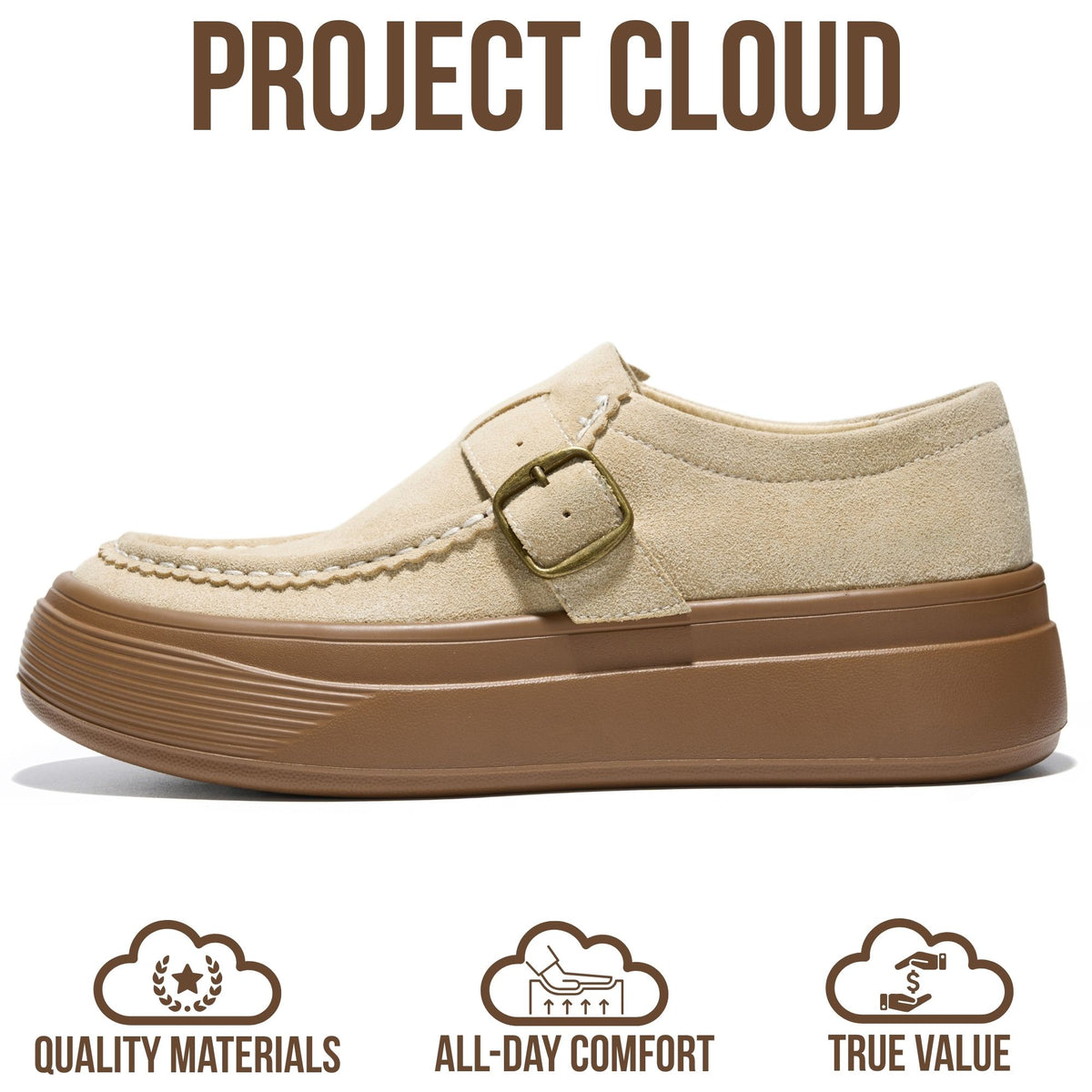 Project Cloud Women's | Genuine Leather Platform Sneakers | Smartform Insole | Lightweight | Non-Slip - Della