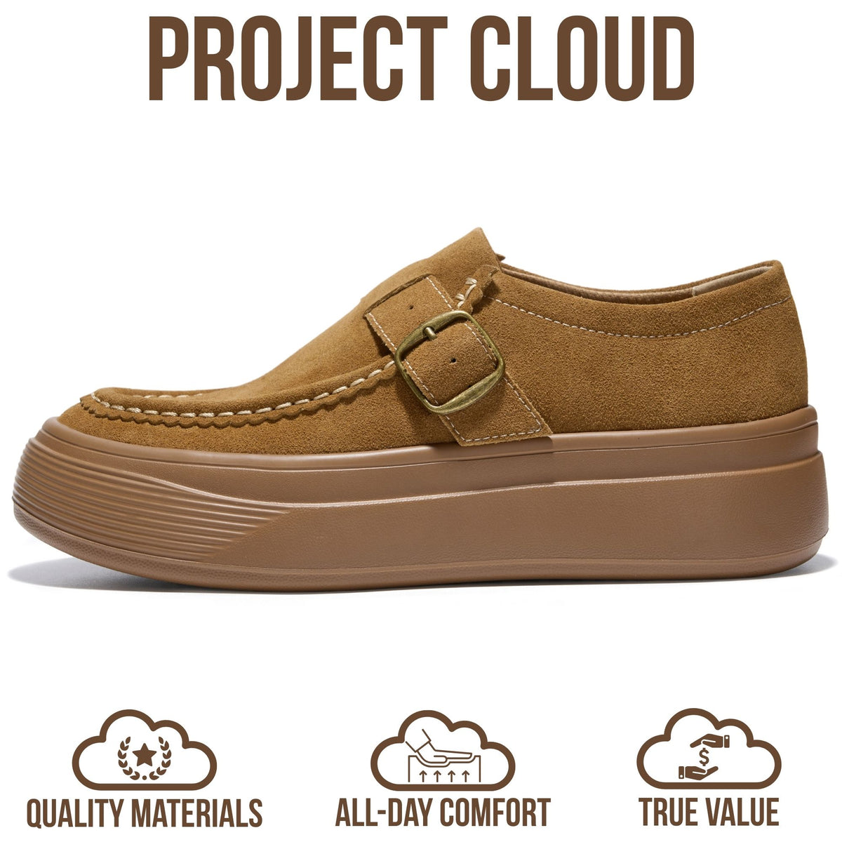 Project Cloud Women's | Genuine Leather Platform Sneakers | Smartform Insole | Lightweight | Non-Slip - Della