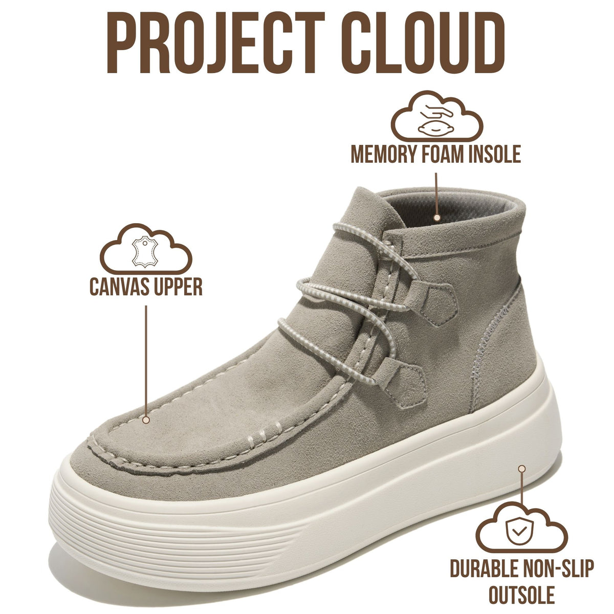 Project Cloud Women's | 100% Genuine Leather Chukka Platform Boots | SmartFoam Insole | Lightweight | Non-Slip - Dorthy - Project Cloud - Boots -Shop Project Cloud premium footwear Now!