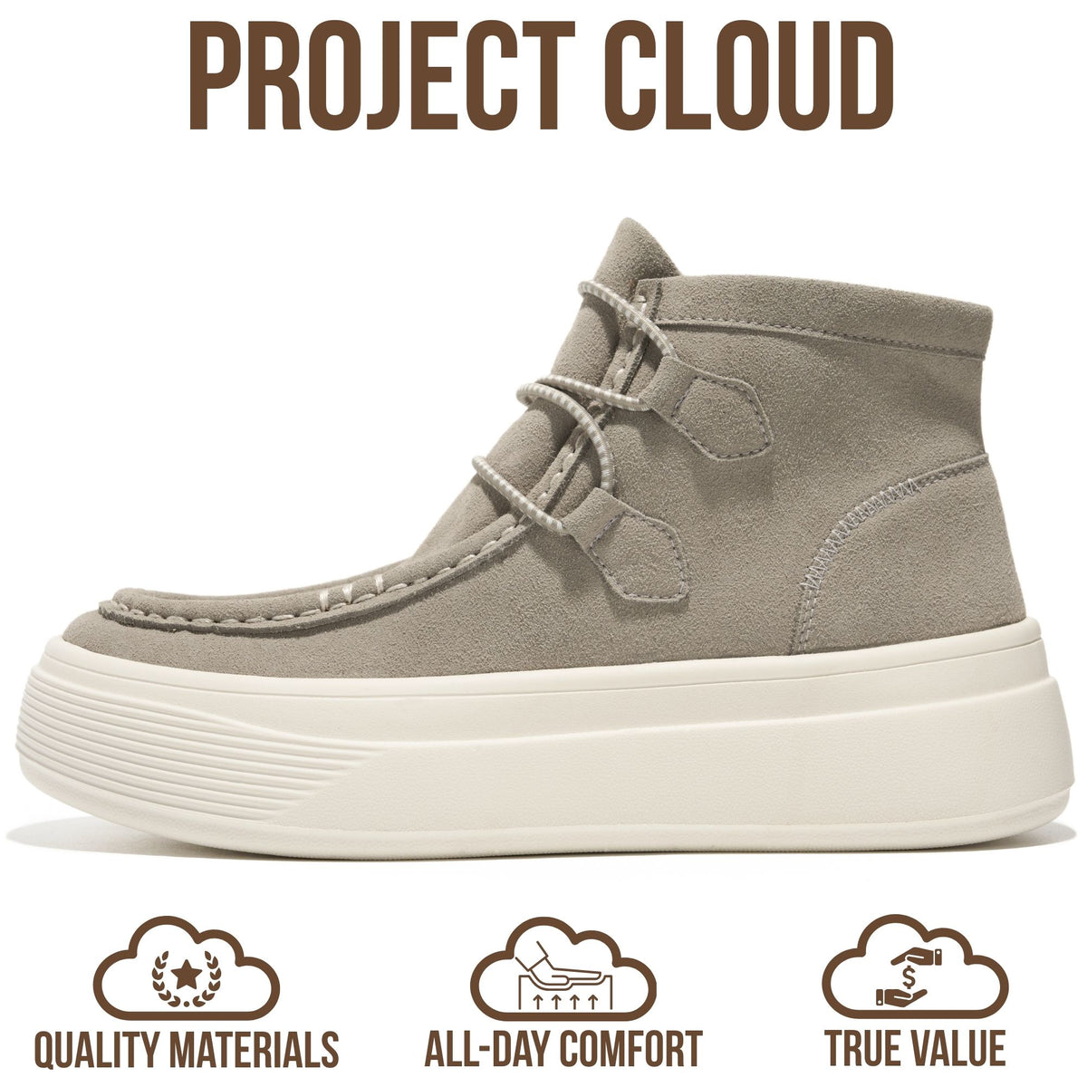 Project Cloud Women's | 100% Genuine Leather Chukka Platform Boots | SmartFoam Insole | Lightweight | Non-Slip - Dorthy - Project Cloud - Boots -Shop Project Cloud premium footwear Now!