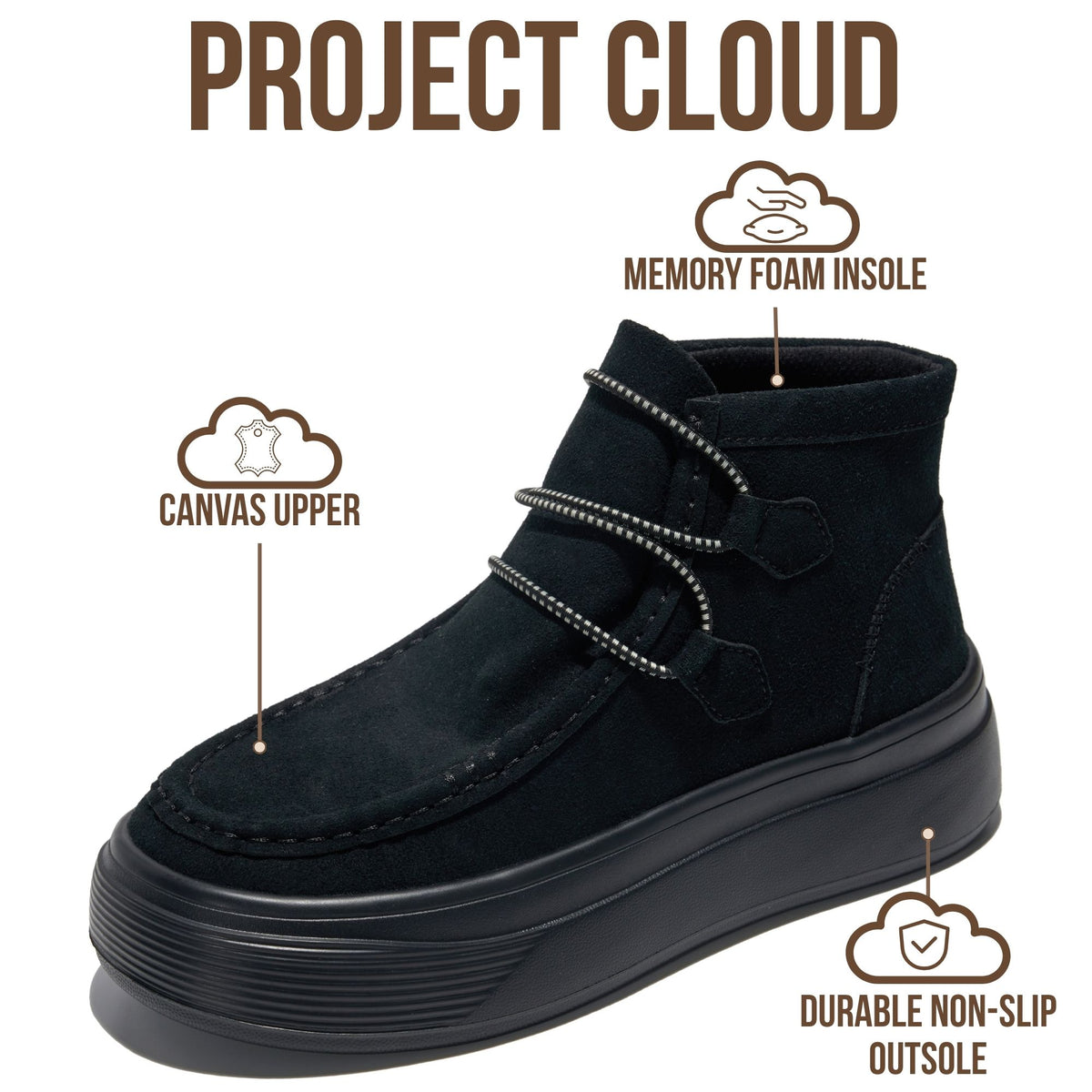 Project Cloud Women's | 100% Genuine Leather Chukka Platform Boots | SmartFoam Insole | Lightweight | Non-Slip - Dorthy - Project Cloud - Boots -Shop Project Cloud premium footwear Now!