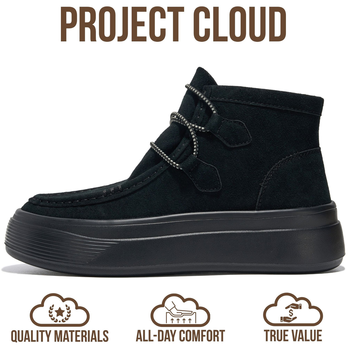 Project Cloud Women's | 100% Genuine Leather Chukka Platform Boots | SmartFoam Insole | Lightweight | Non-Slip - Dorthy - Project Cloud - Boots -Shop Project Cloud premium footwear Now!