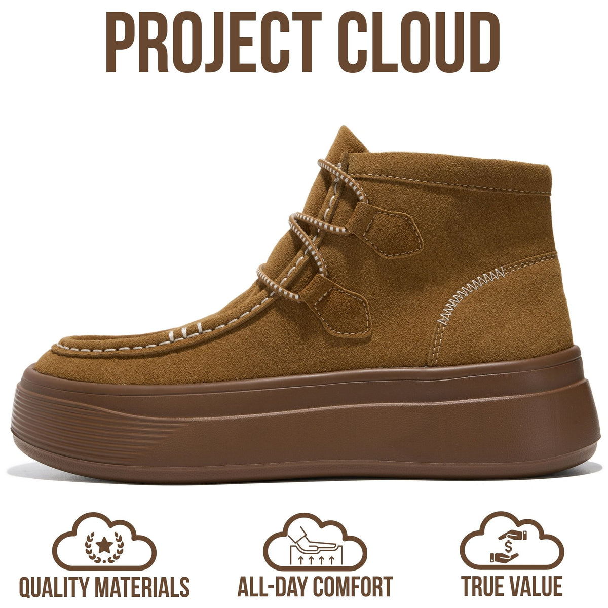Project Cloud Women's | 100% Genuine Leather Chukka Platform Boots | SmartFoam Insole | Lightweight | Non-Slip - Dorthy - Project Cloud - Boots -Shop Project Cloud premium footwear Now!