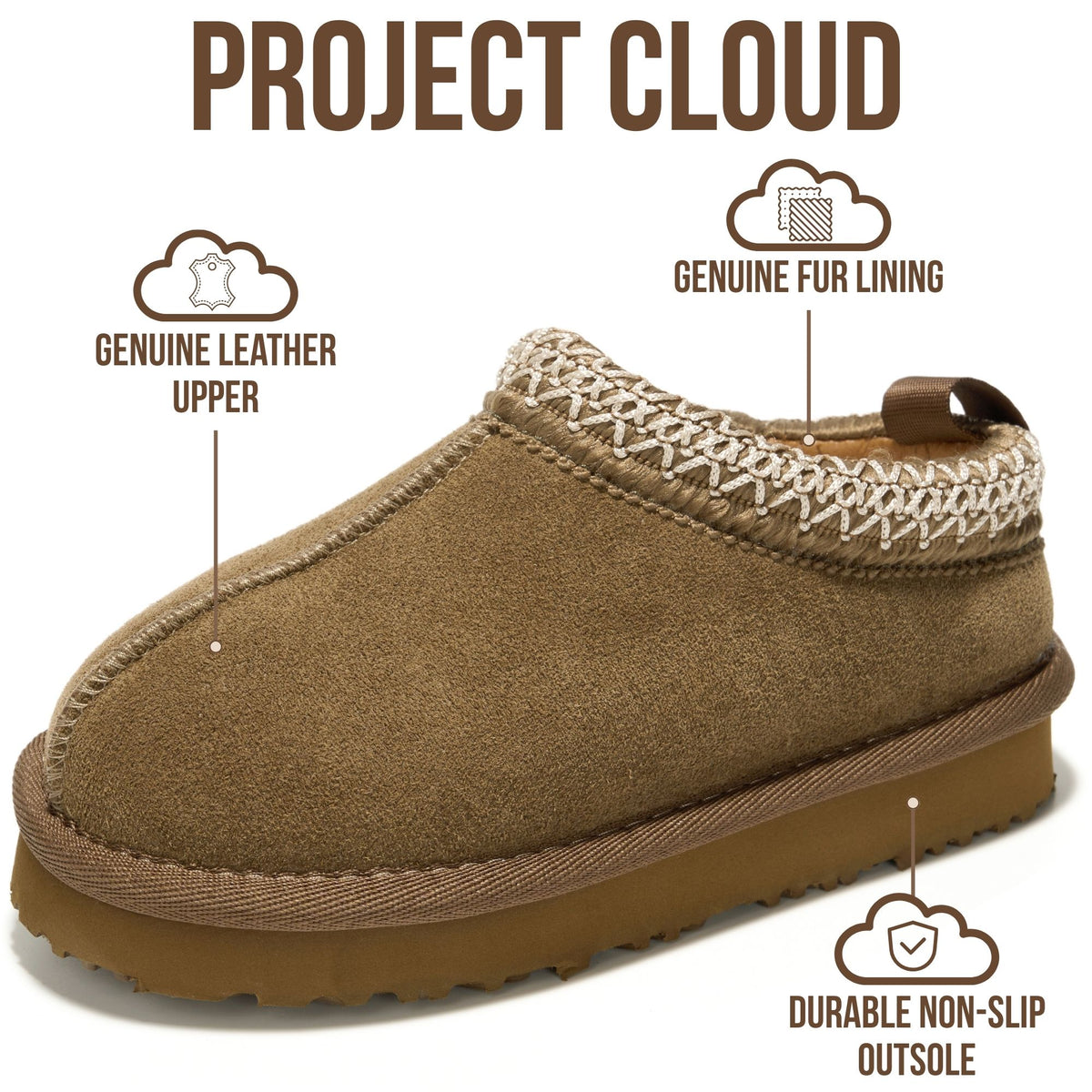 Project Cloud Kids | Pantuflas de piel de oveja australiana para niños | ProjectPlush | Ligeras | Antideslizantes - Dreamwarm