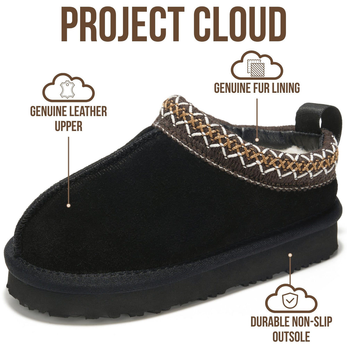 Project Cloud Kids | Pantuflas de piel de oveja australiana para niños | ProjectPlush | Ligeras | Antideslizantes - Dreamwarm
