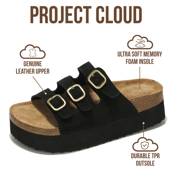 Project Cloud | "Dyan" Women Wedge Sandals | 100% Genuine Suede | Memory Foam | Lightweight | Non-Slip