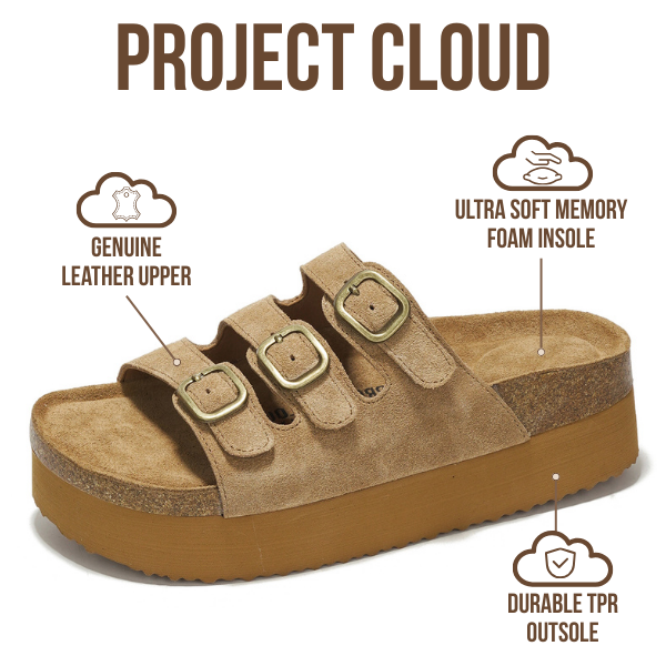 Project Cloud | "Dyan" Women Wedge Sandals | 100% Genuine Suede | Memory Foam | Lightweight | Non-Slip