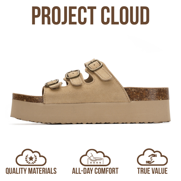 Project Cloud Women's | 100% Genuine Suede Wedge Sandals | Memory Foam | Lightweight | Non-Slip - Dyan