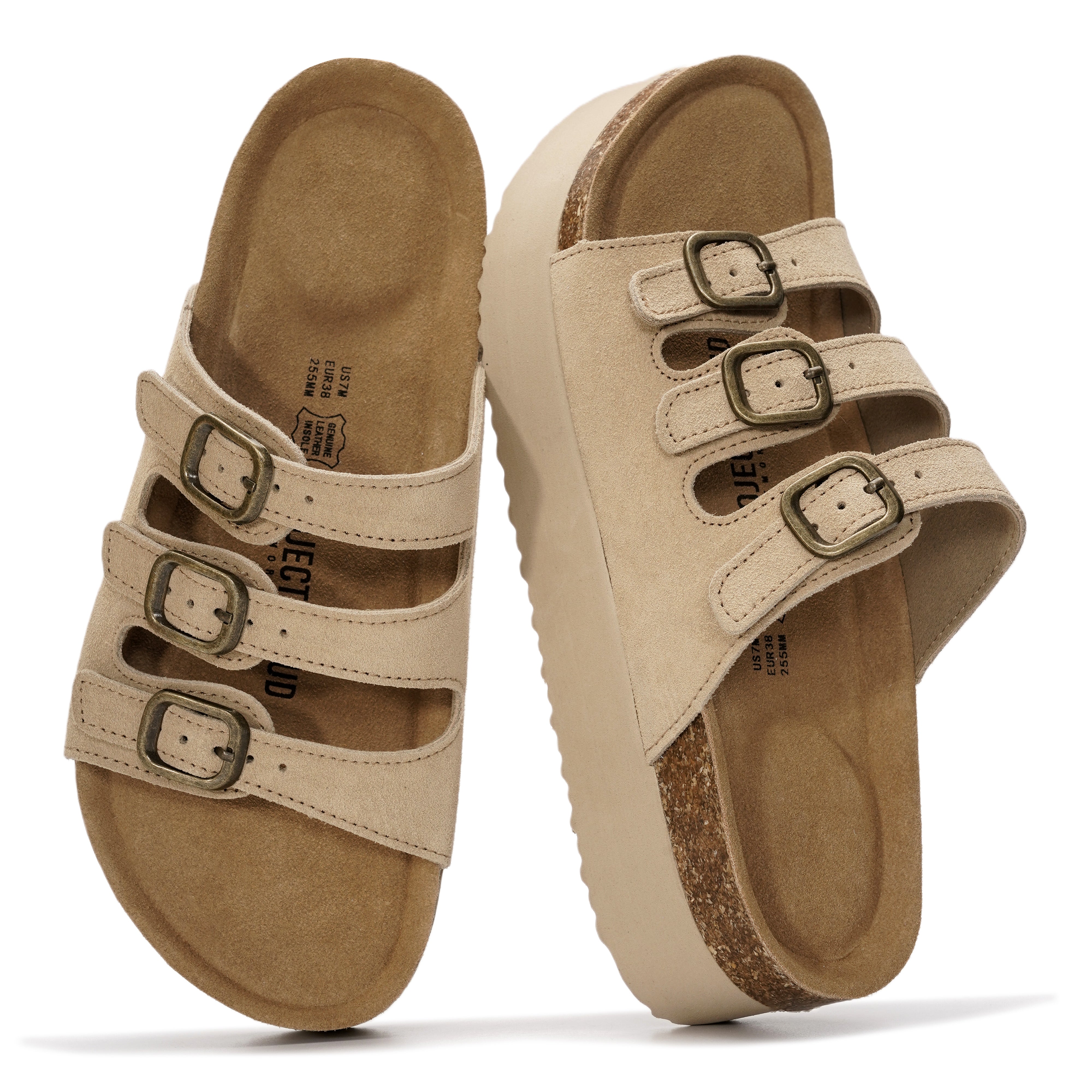 Project Cloud Women's | 100% Genuine Suede Wedge Sandals | Memory Foam | Lightweight | Non-Slip - Dyan