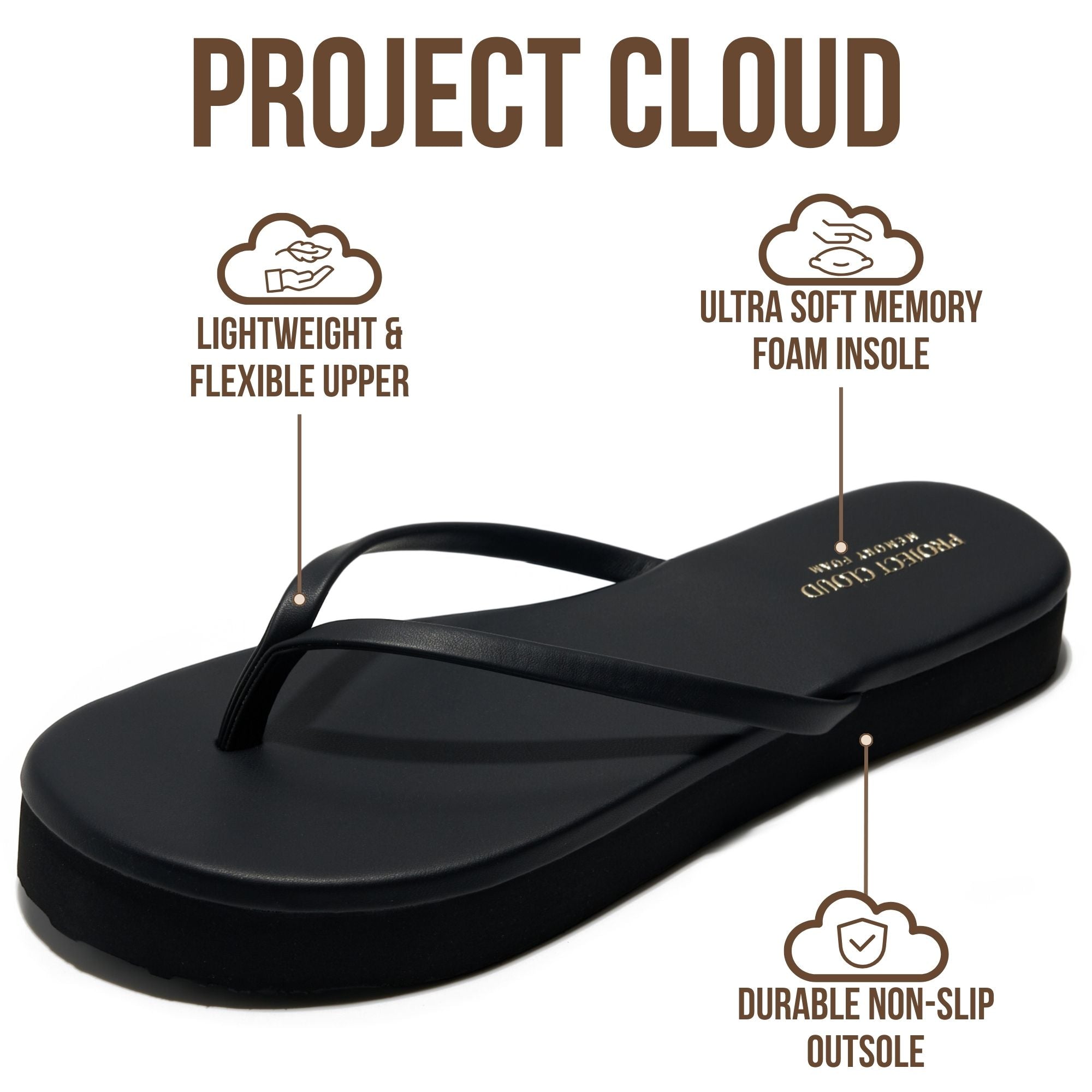 Project Cloud Women's | Summer Thong Sandals for Women 2026 | Memory Foam | Lightweight | Non-Slip - Elevation