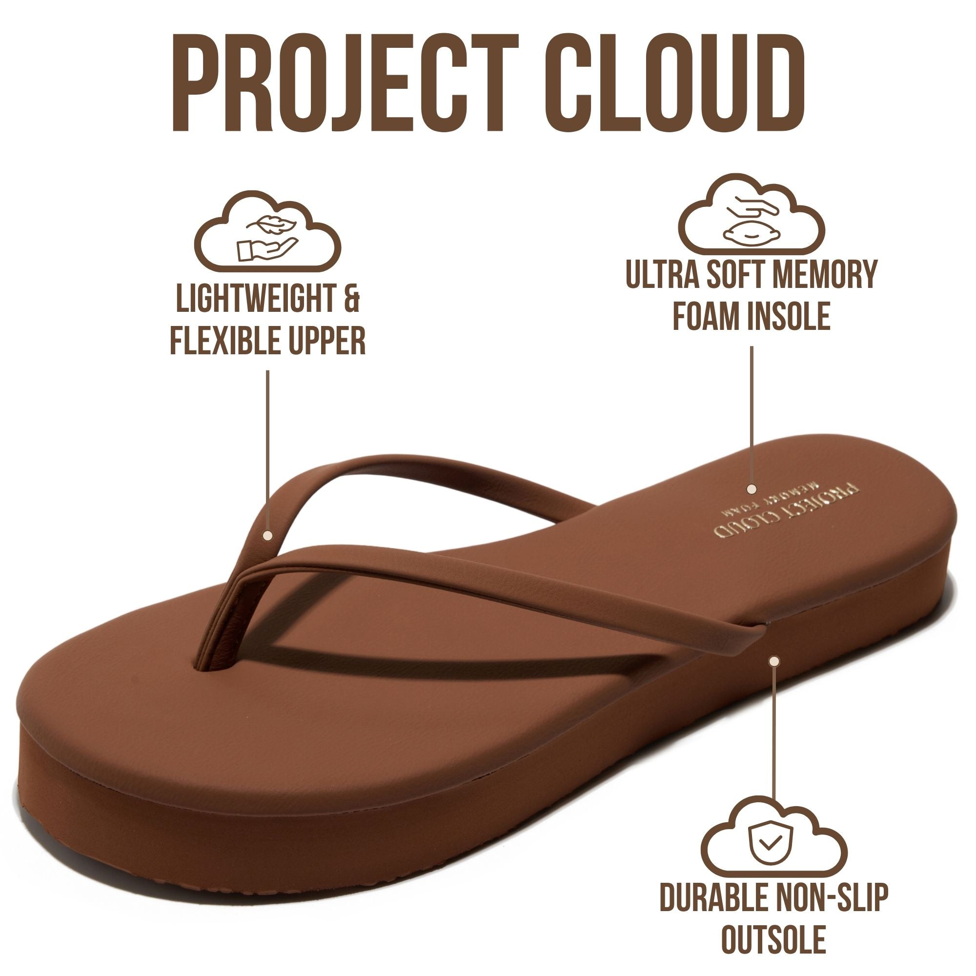 Project Cloud Women's | Summer Thong Sandals for Women 2026 | Memory Foam | Lightweight | Non-Slip - Elevation