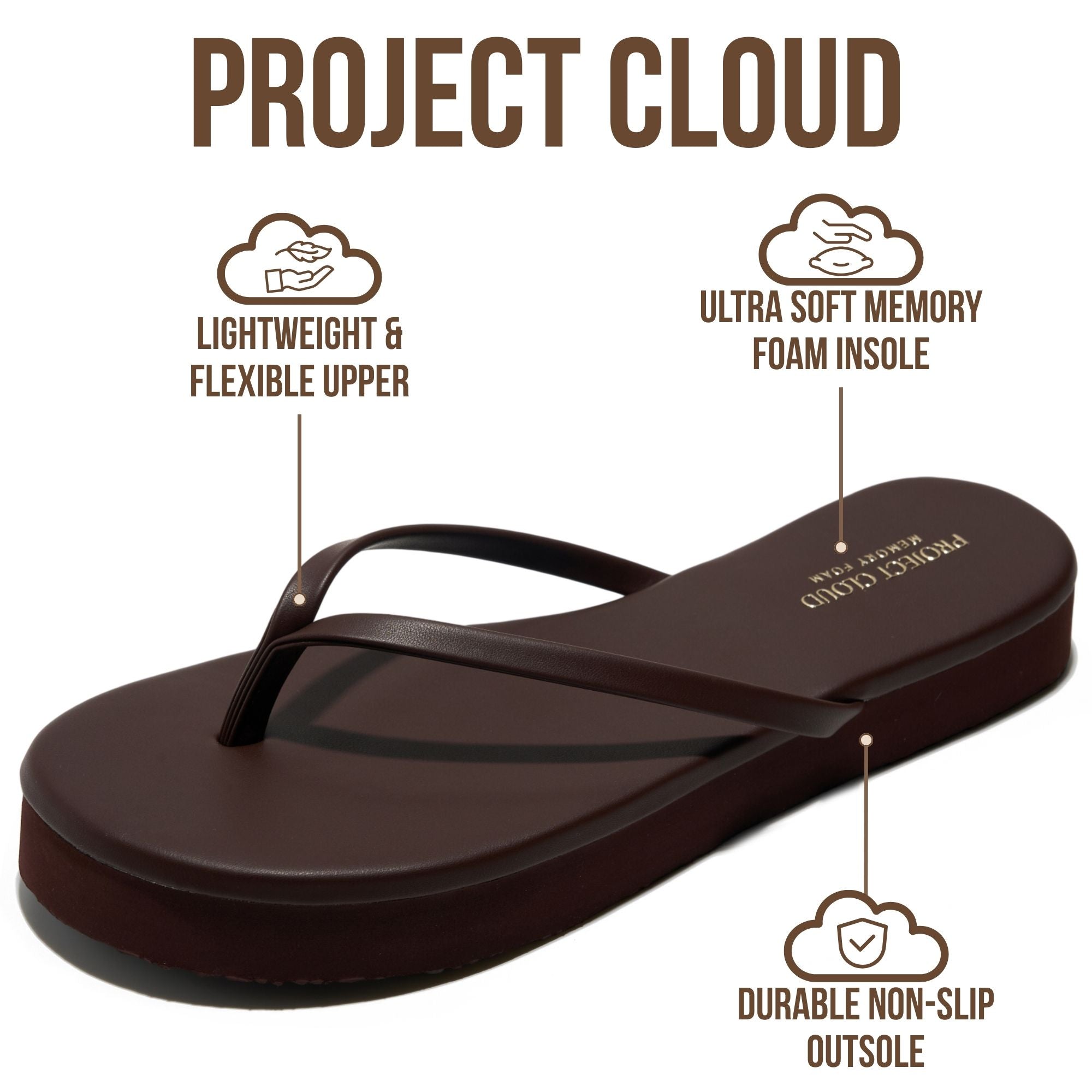 Project Cloud Women's | Summer Thong Sandals for Women 2026 | Memory Foam | Lightweight | Non-Slip - Elevation