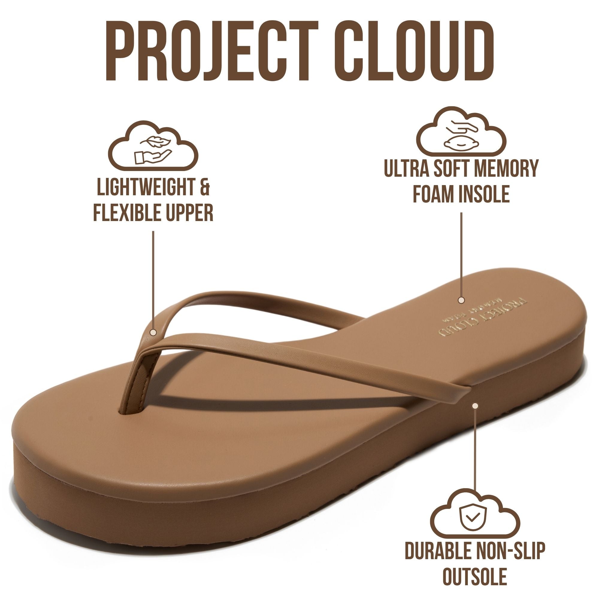 Project Cloud Women's | Summer Thong Sandals for Women 2026 | Memory Foam | Lightweight | Non-Slip - Elevation
