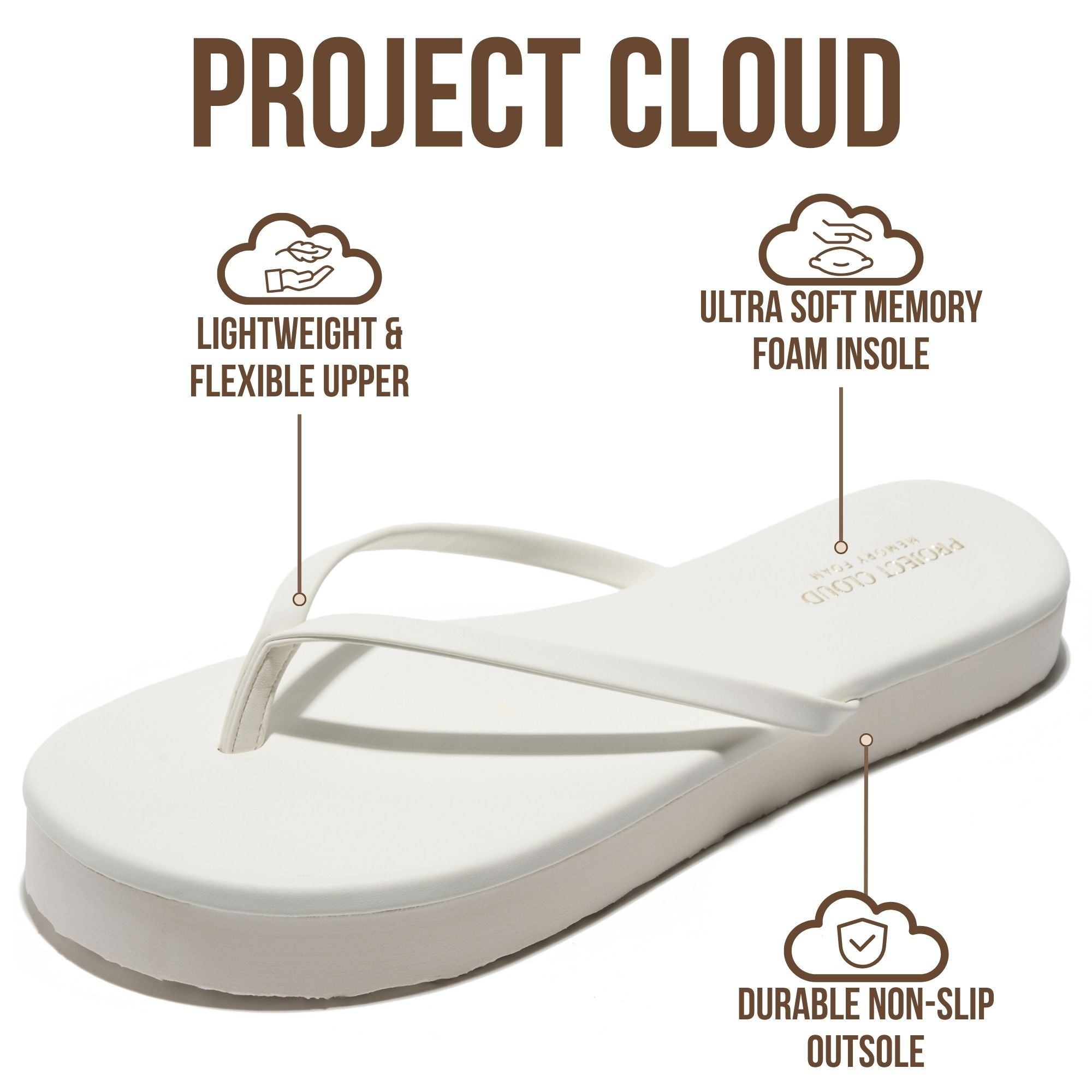 Project Cloud Women's | Summer Thong Sandals for Women 2026 | Memory Foam | Lightweight | Non-Slip - Elevation